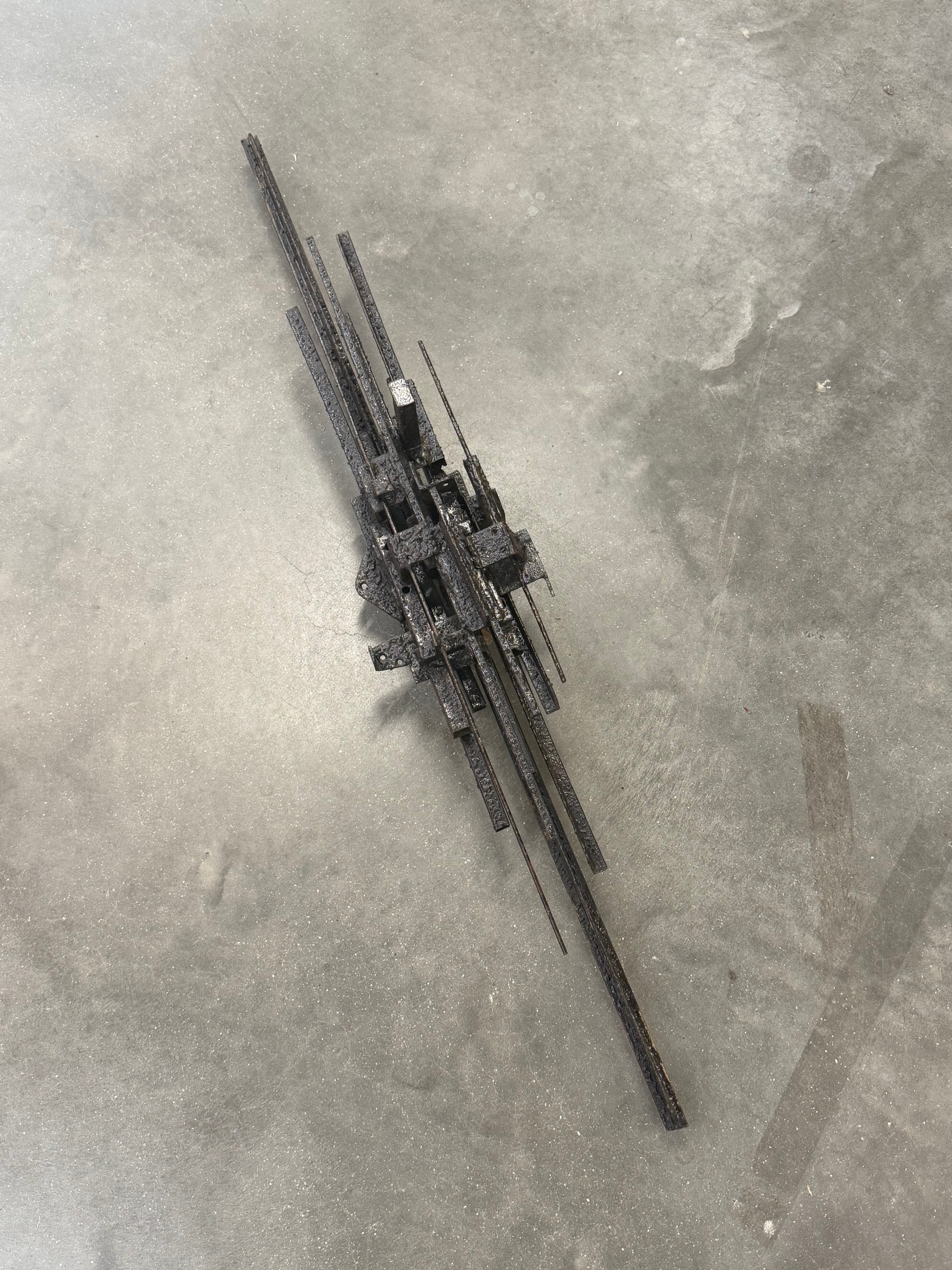 Brutalist Wrought Iron Wall Sculpture
