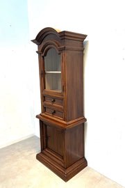 Antique Wooden Cabinet with Vitrine Top