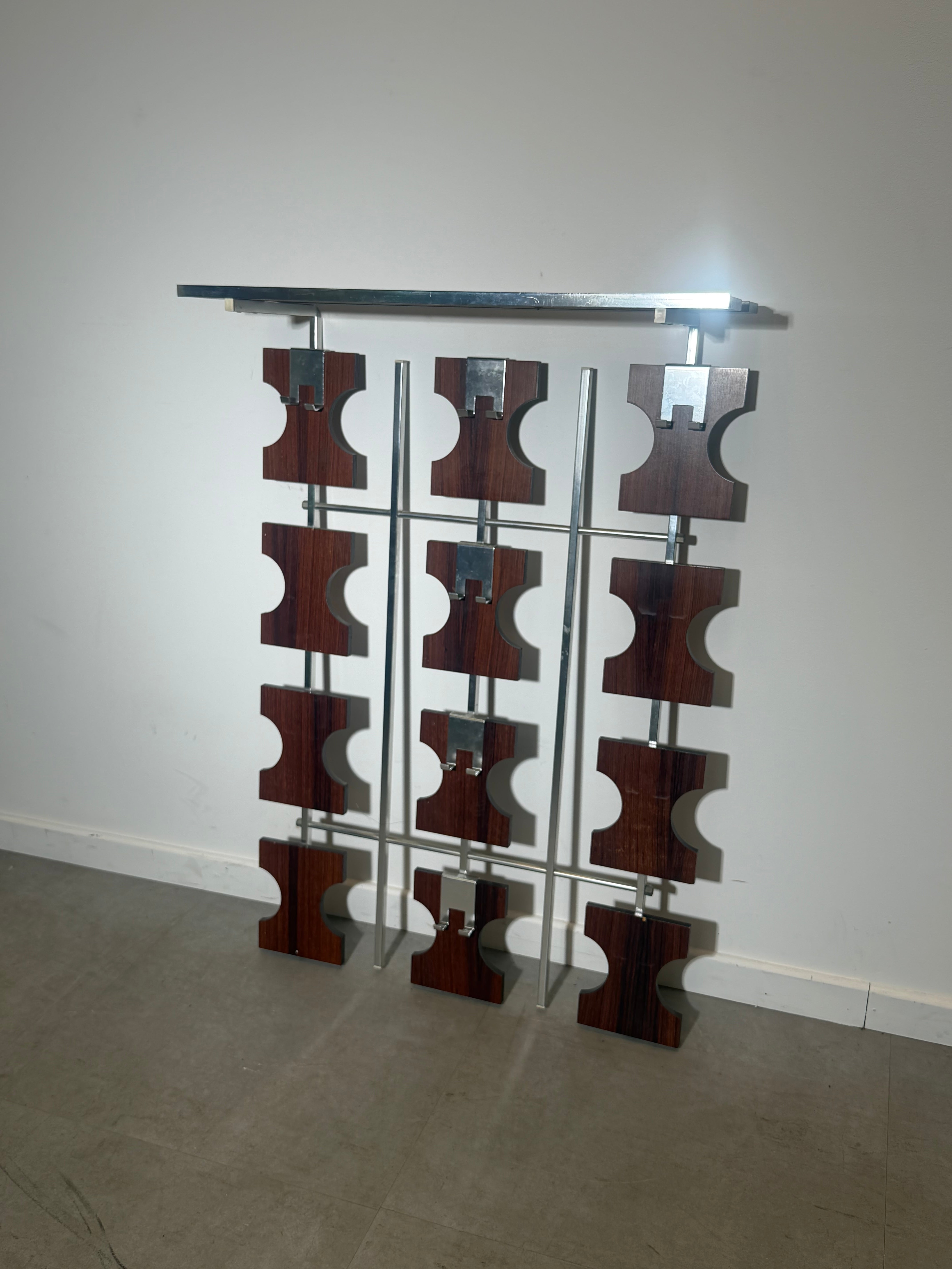 Vintage West German Rosewood & Chrome Coat Rack – 1960s/70s