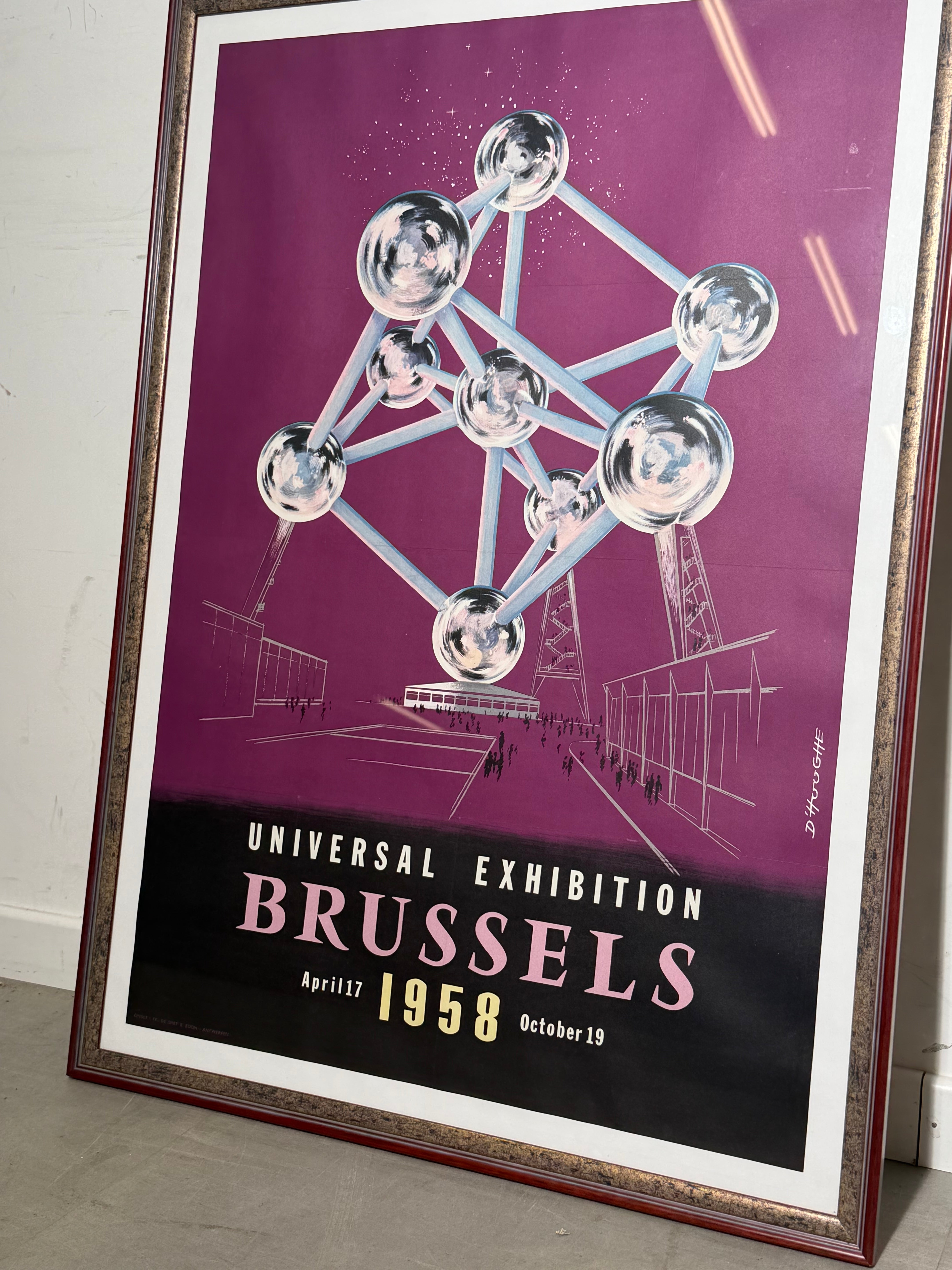 Universal Exhibition Brussels 1958 Atomium Poster – Framed – 73 x 100 cm