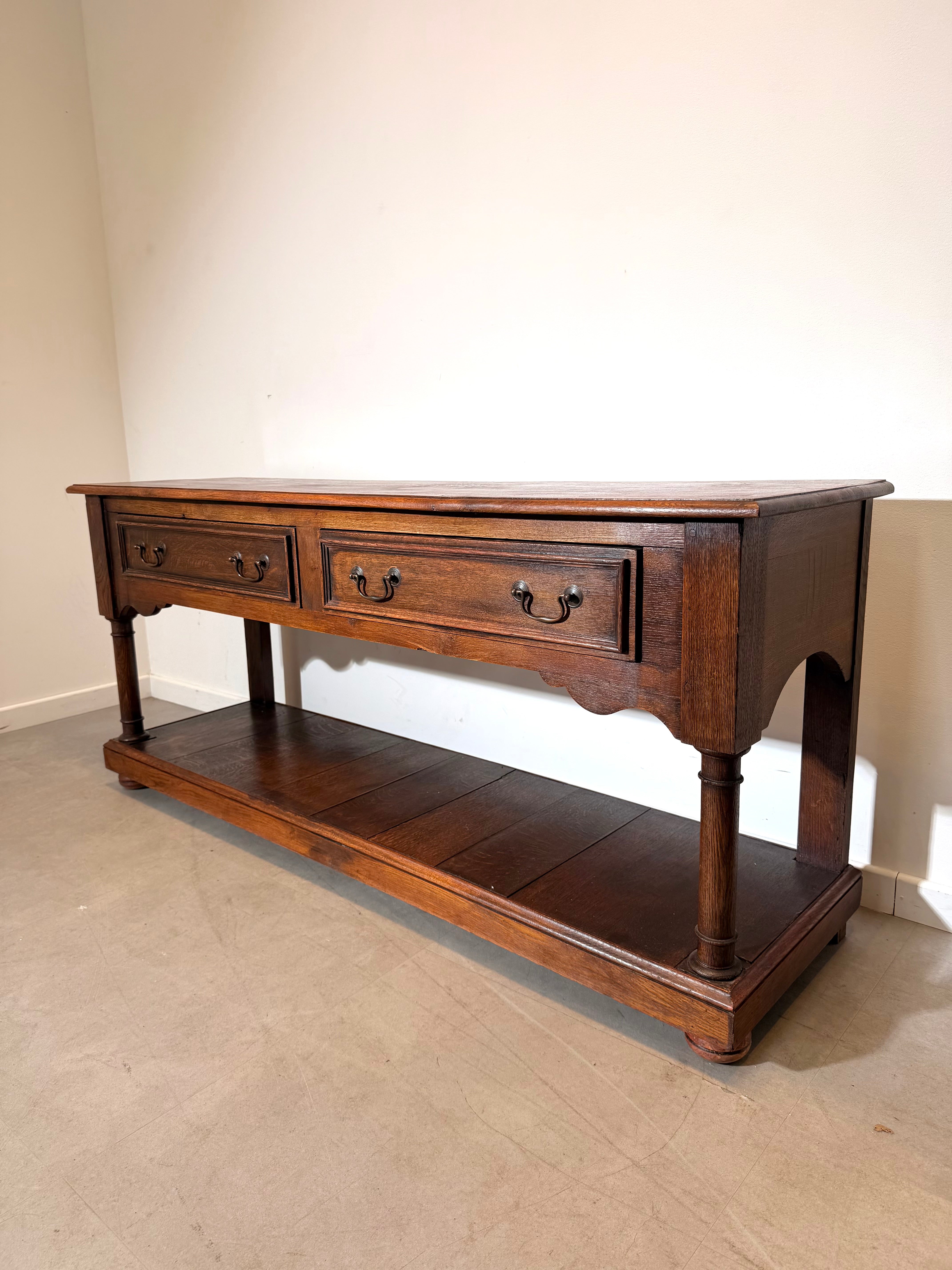 Antique Oak Console Table / Server with Drawers