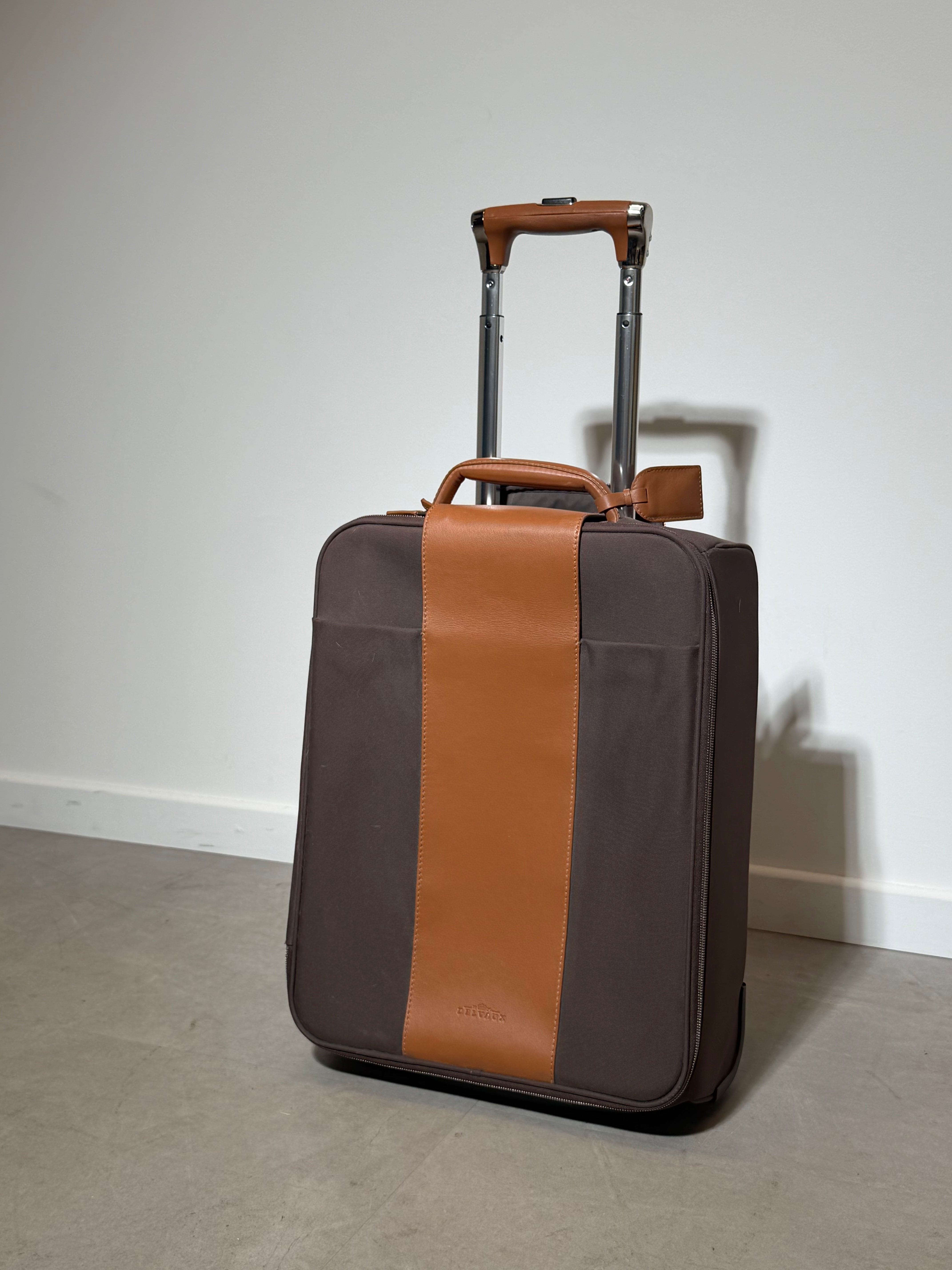 Delvaux Airess Rolling Hand Luggage – Brown & Cognac Leather Travel Case
