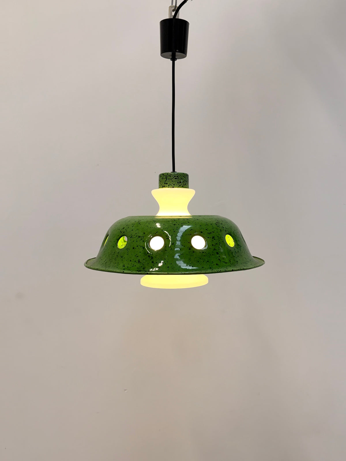 Vintage Green Enamel Pendant Lamp