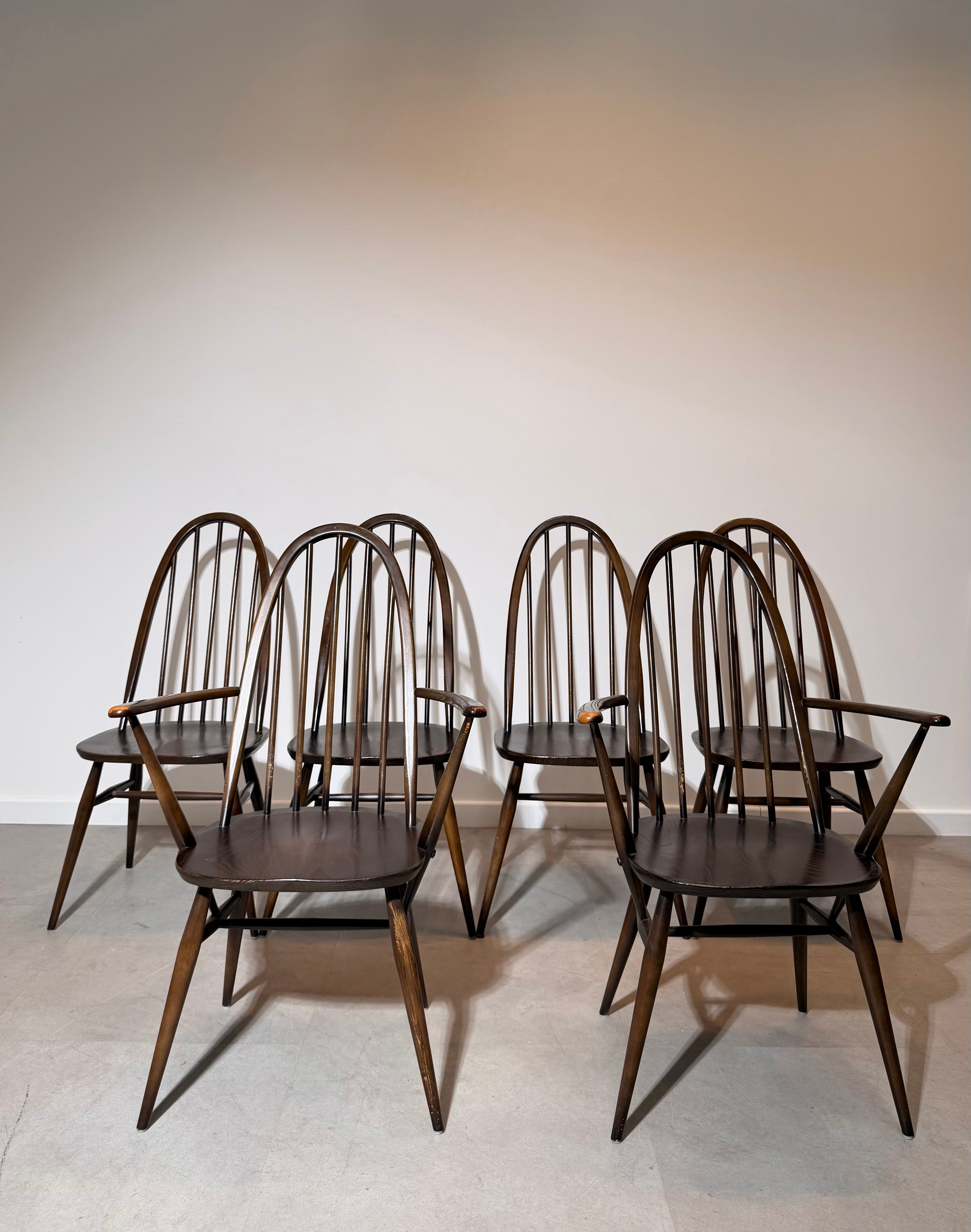Set of 6 Ercol Windsor Dining Chairs – Model 205