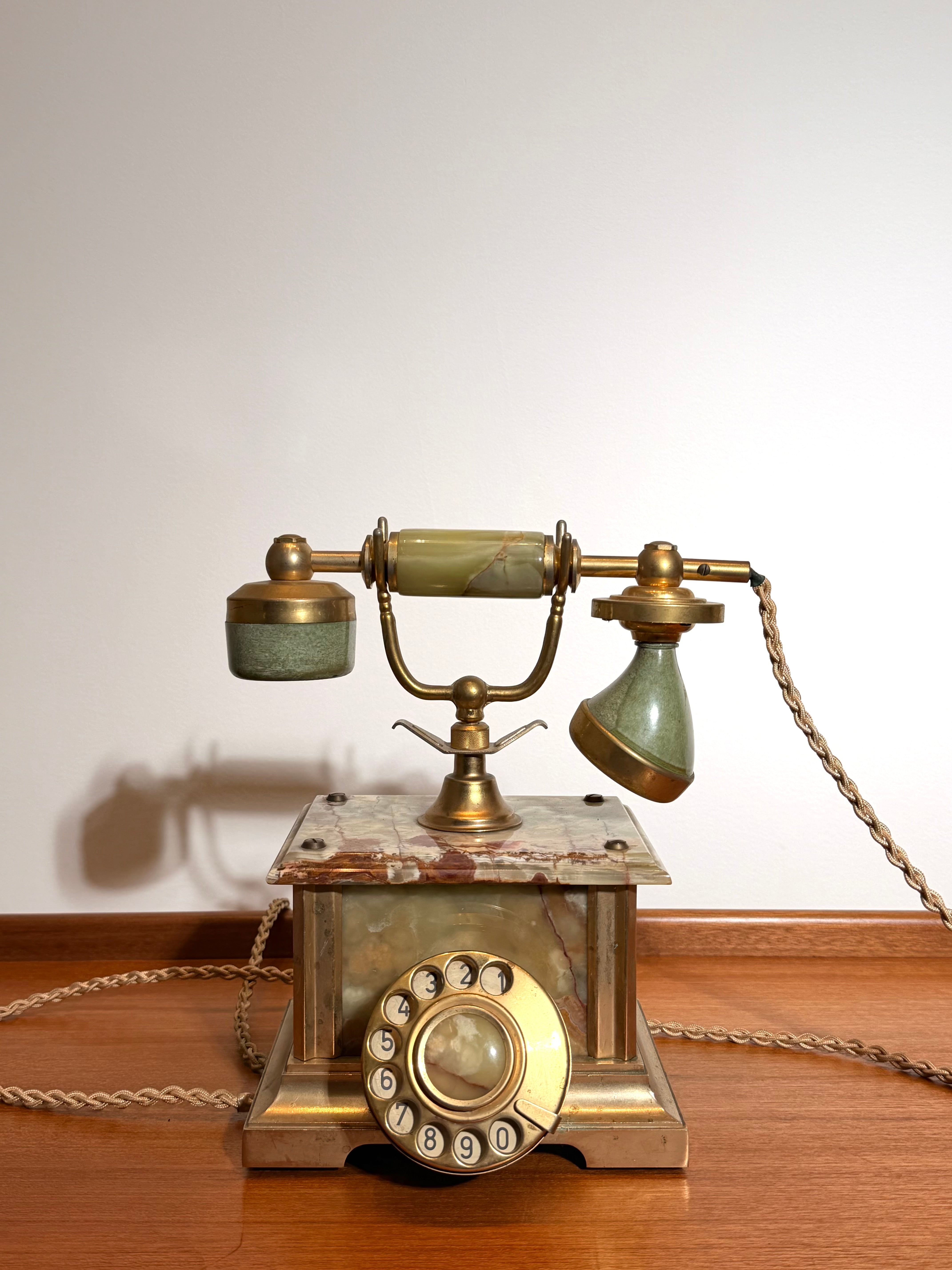 Vintage Onyx & Brass Rotary Telephone