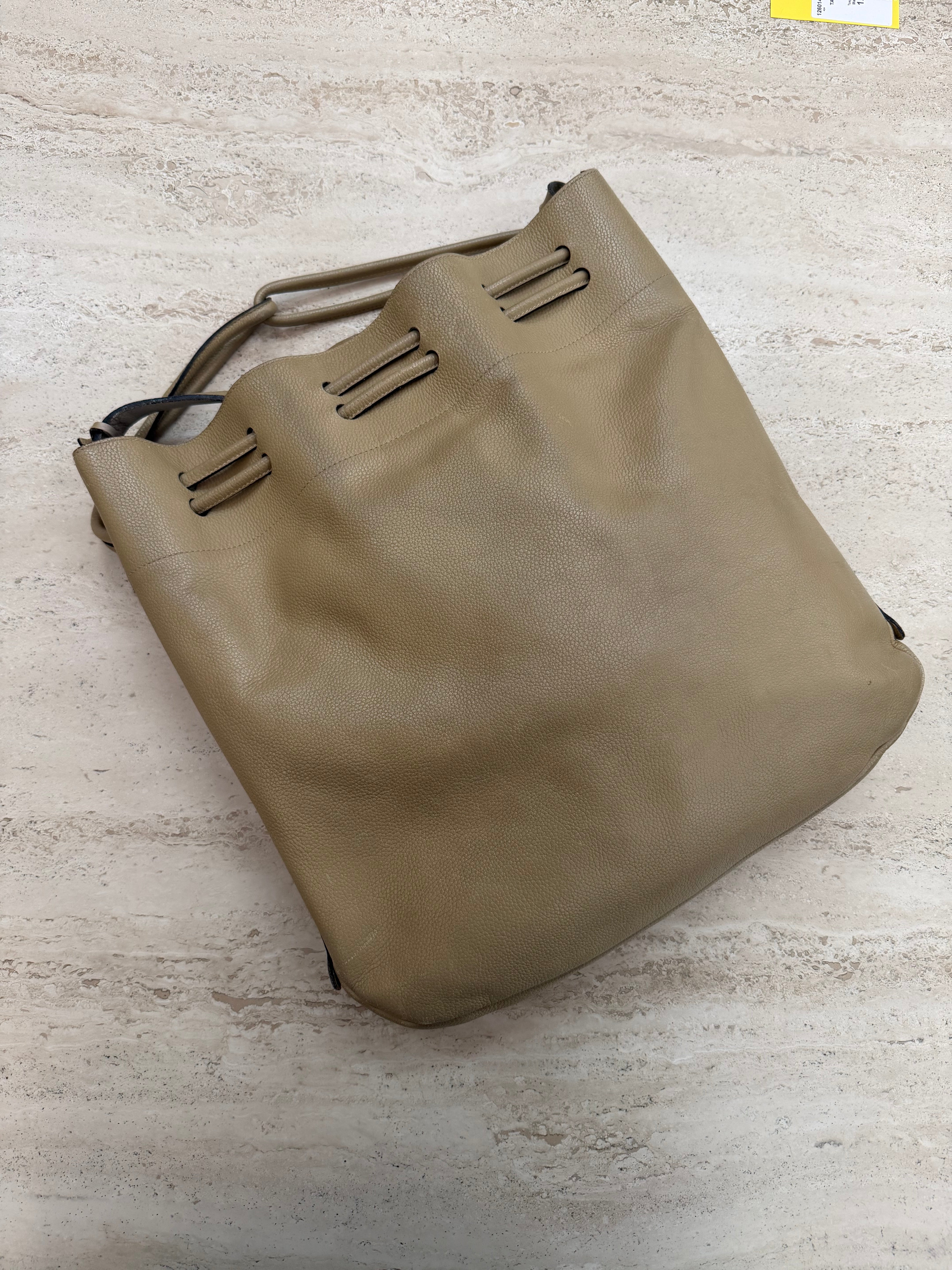 Delvaux Beige Leather Bucket Shoulder Bag