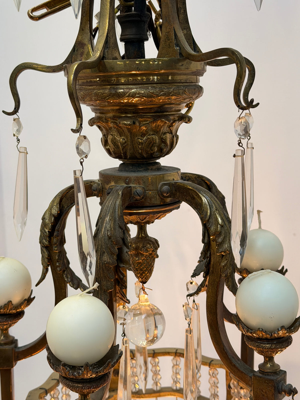 Impressive Antique French Gilt Bronze & Crystal Chandelier