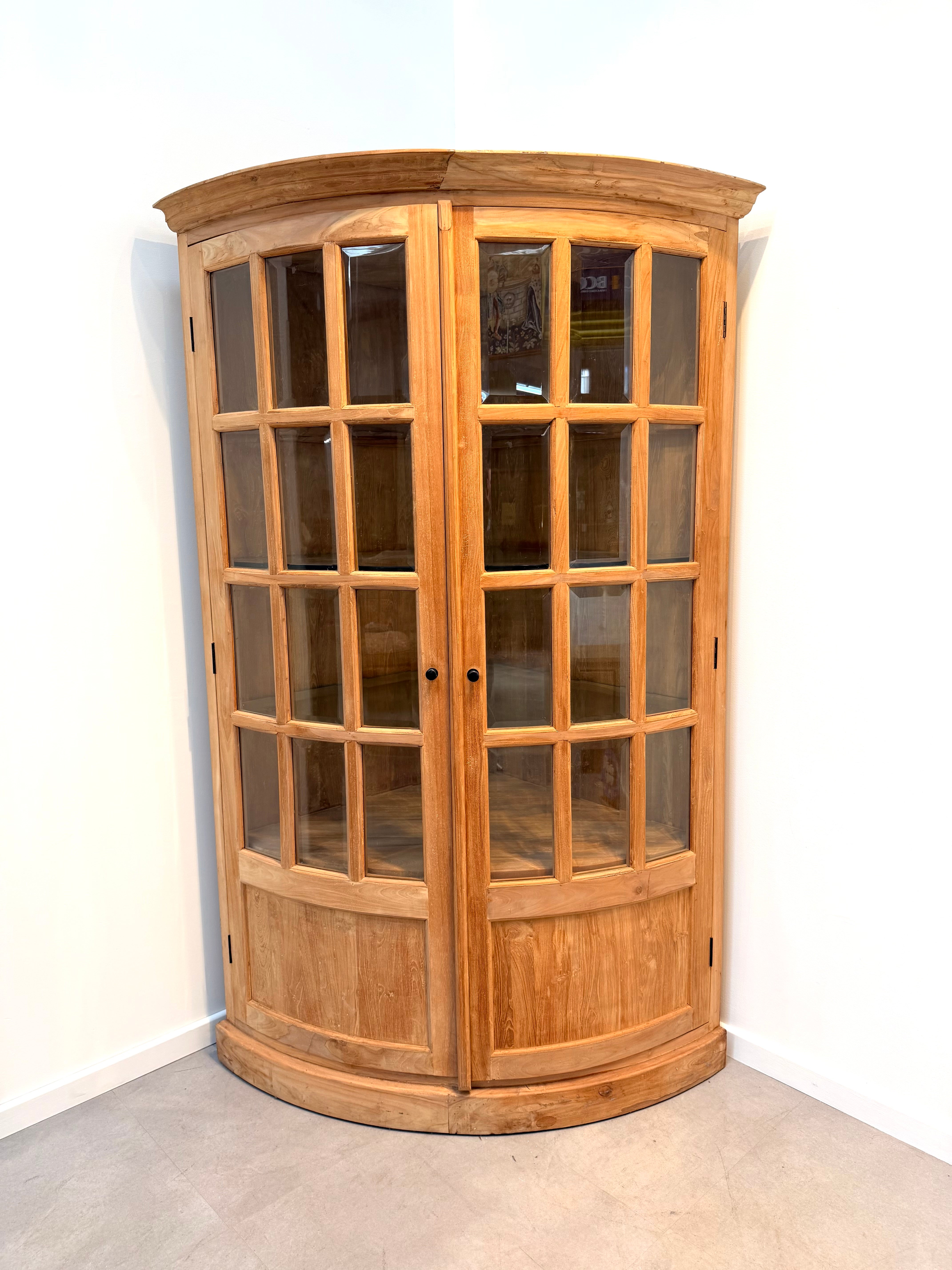 Teak Curved Display Cabinet