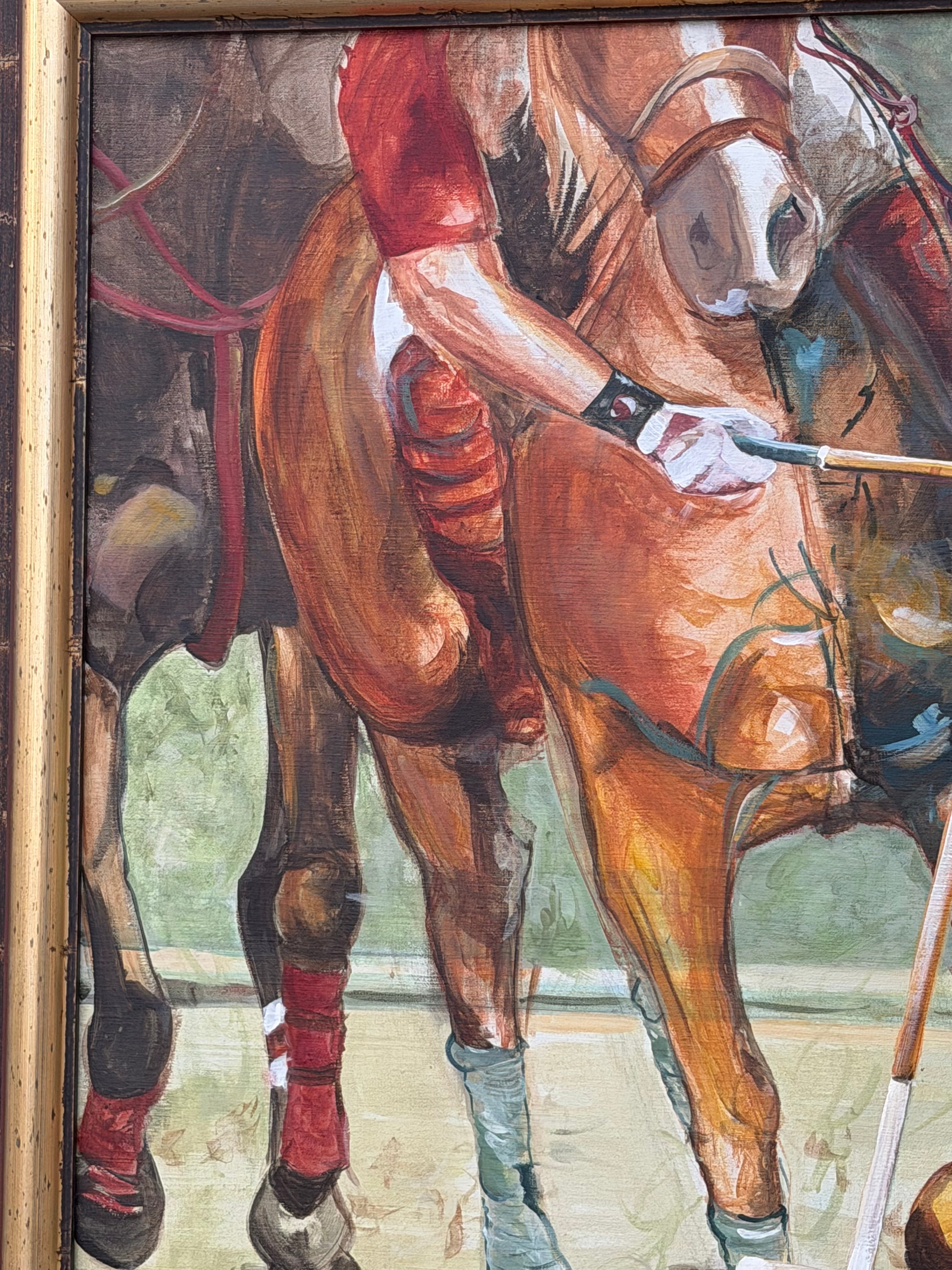 Sabine Nielsen – Monumental Polo Scene – Oil on Canvas – 120 x 100 cm (2001)