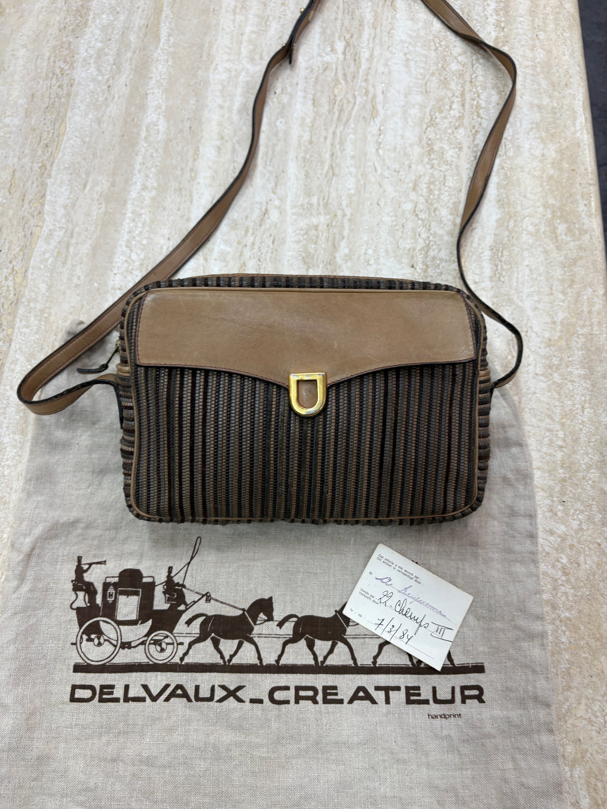 Delvaux Vintage Toile de Cuir Crossbody Bag