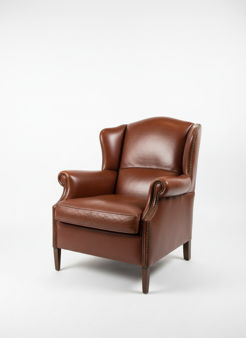 Vintage Tobacco Brown Leather Wingchair