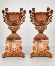 Monumental Cast Iron Garden Urn with Cherubs & Lions. Sold Separately!