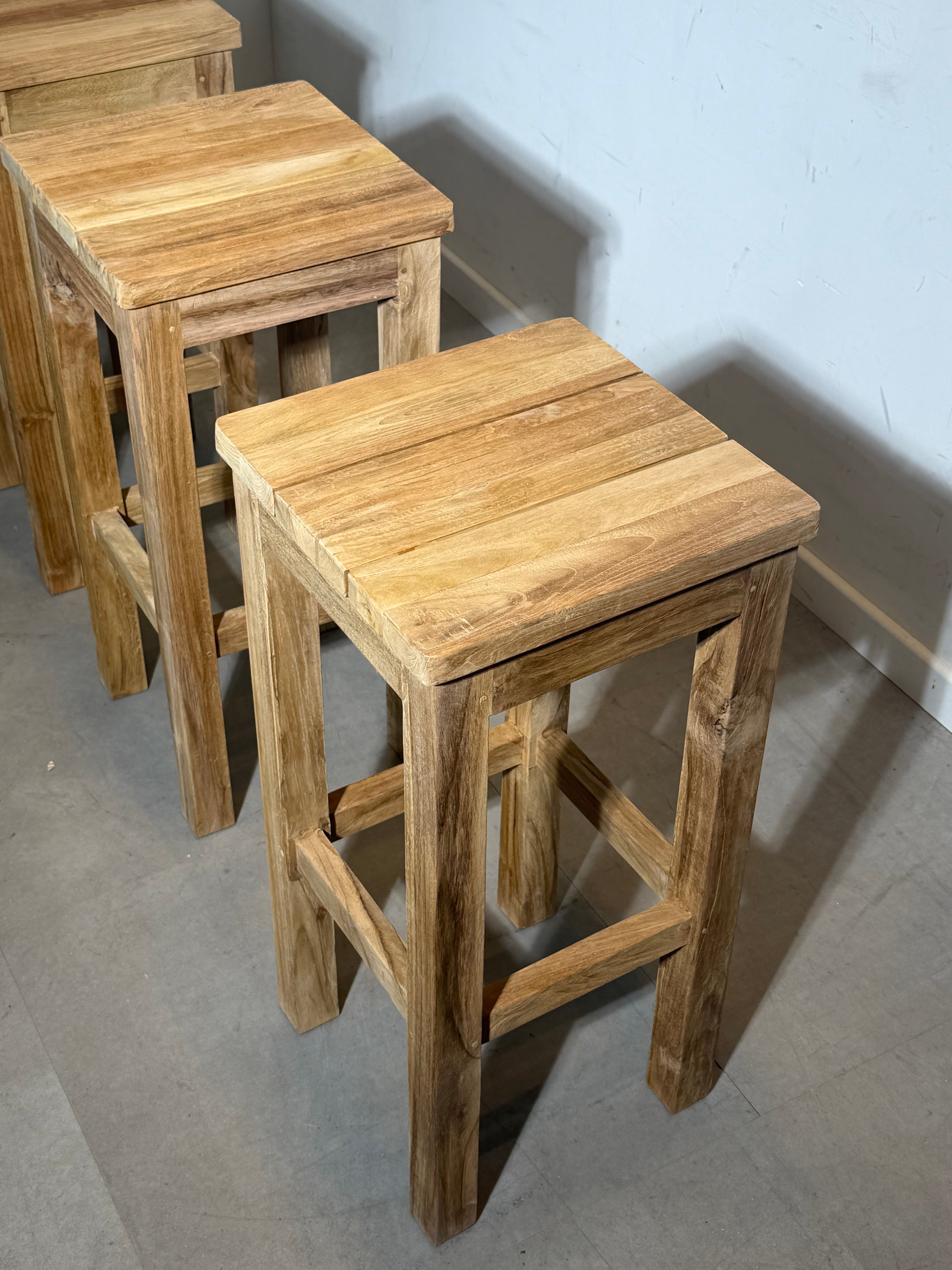 Solid Teak Outdoor Bar Stool – 77 cm – New – Natural Wood – Heavy Quality – Sold per Piece