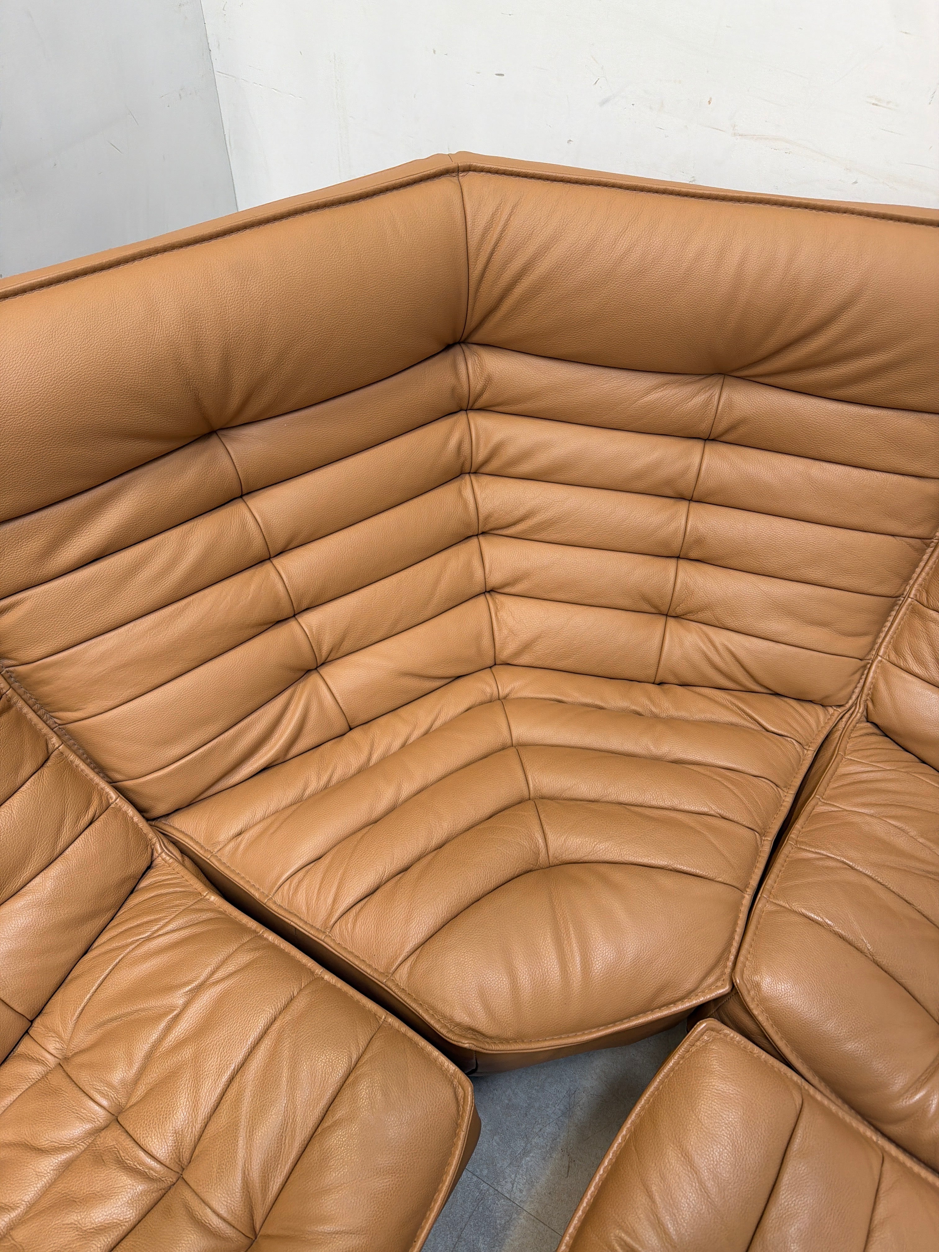 Italiaanse modulaire leren bank – Camelbruin