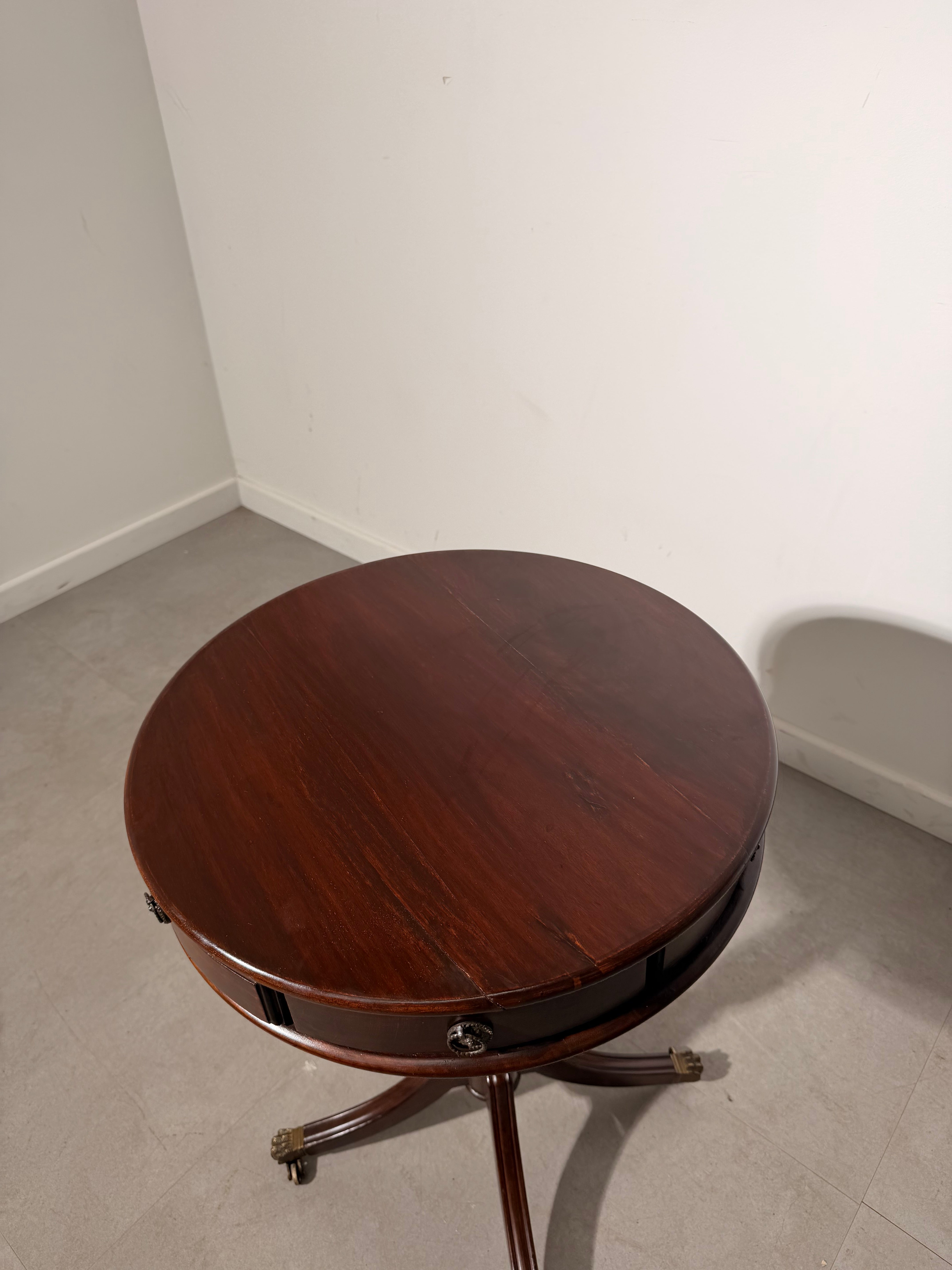 Antique Mahogany Drum Table with Drawers