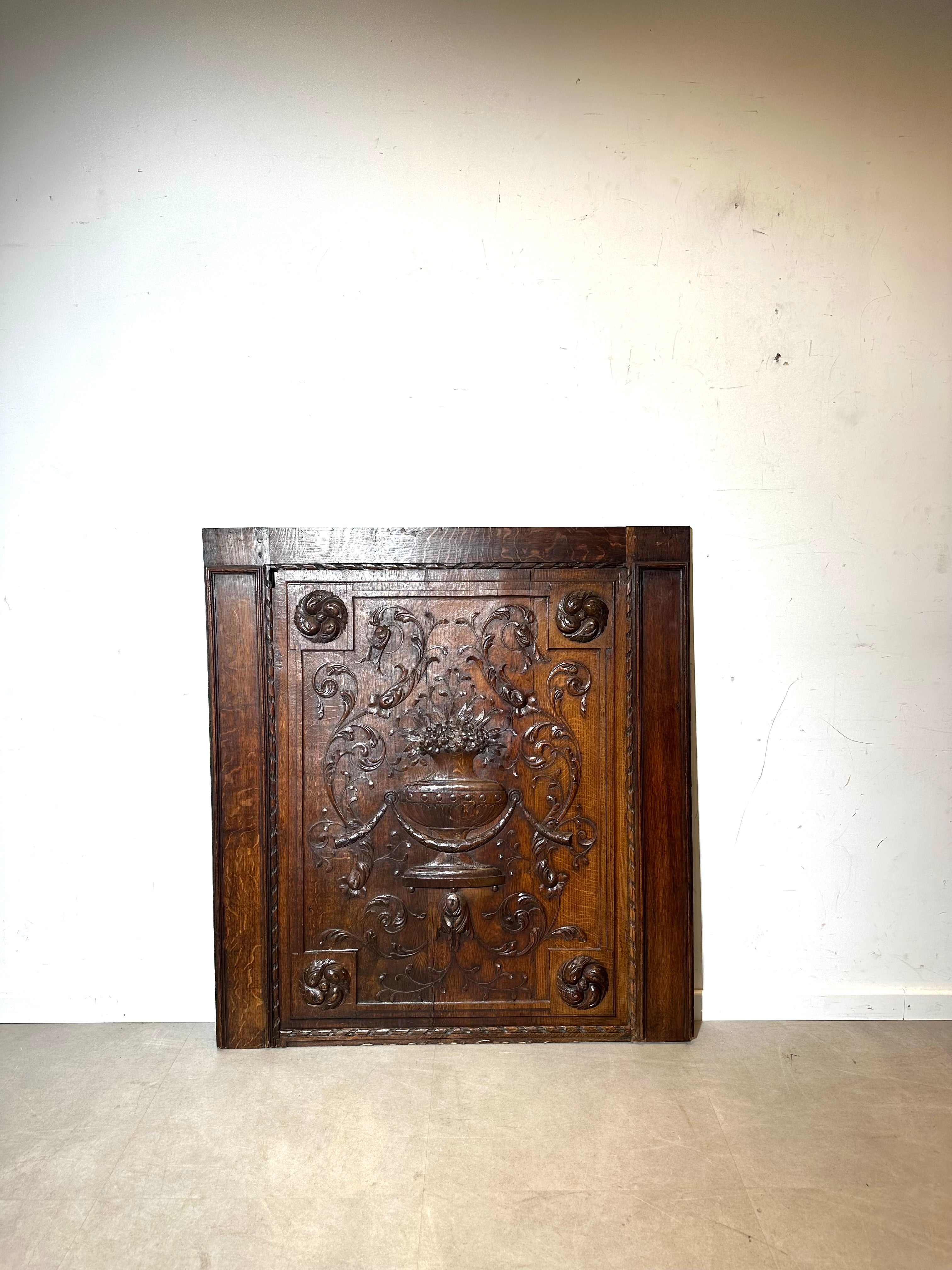 19th century carved oak wall panel