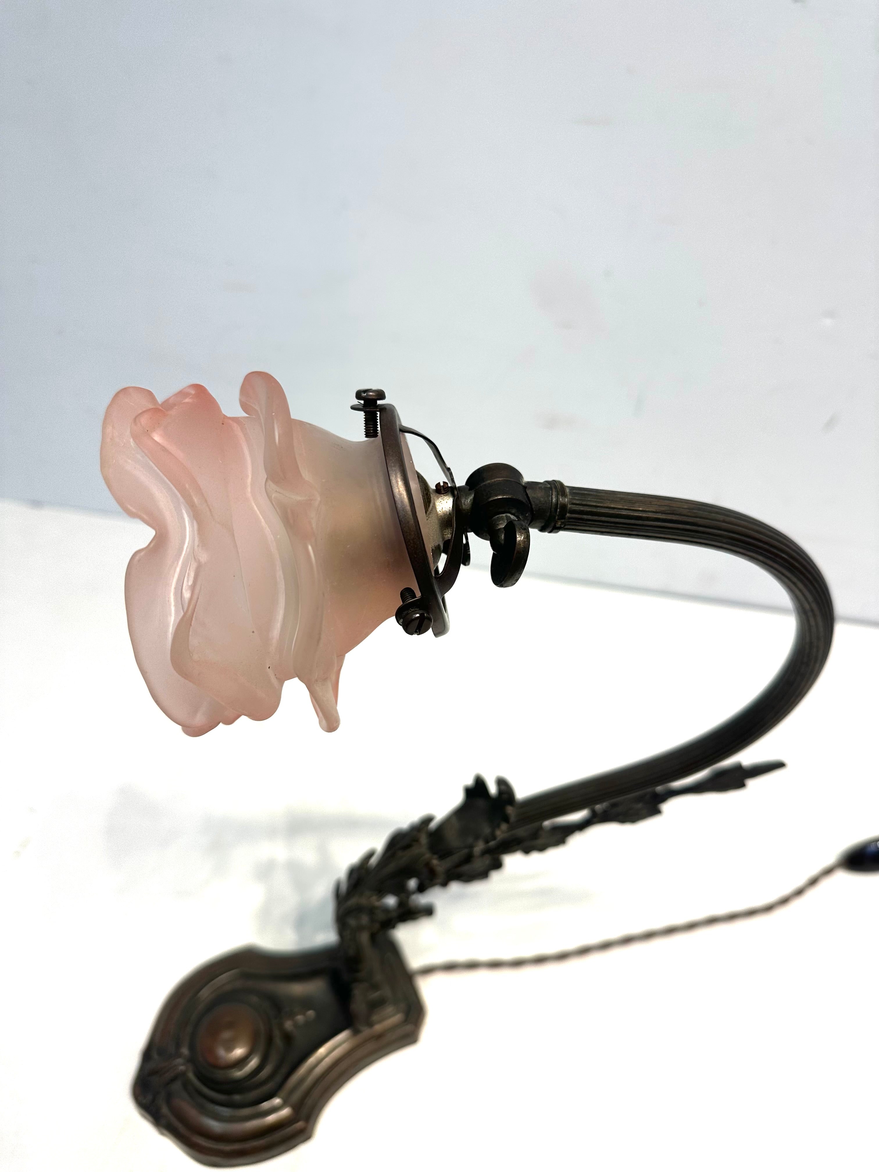 Art Nouveau table lamp with floral glass shade