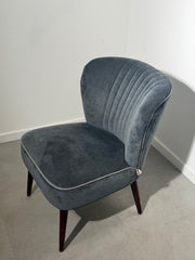 Dutchbone Velvet Cocktail Chair in Blue-Grey Upholstery