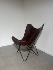 Vintage Cognac Leather Butterfly Chair