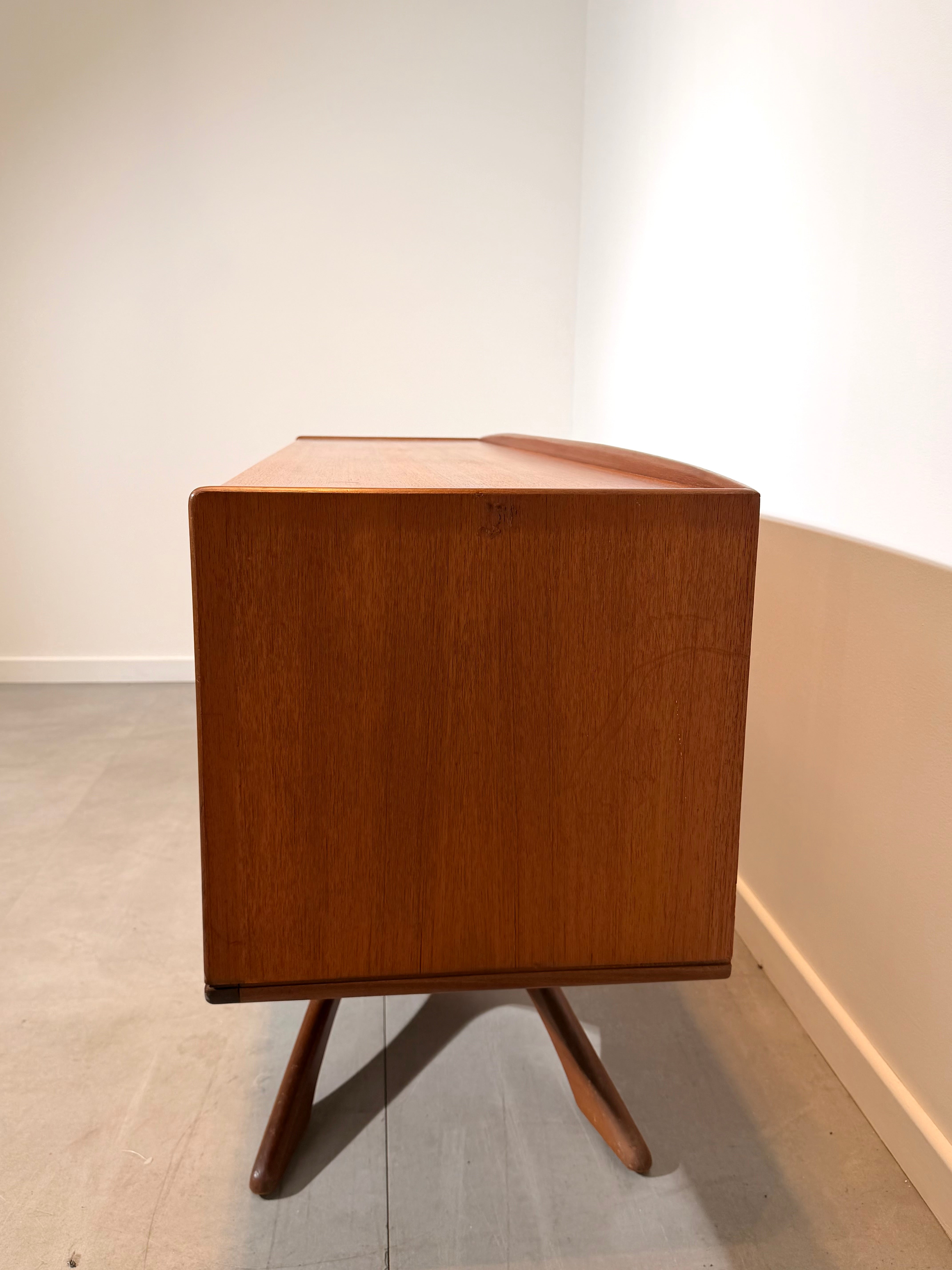 Vintage Beithcraft Teak Sideboard by Val Rossi with Sculptural Base