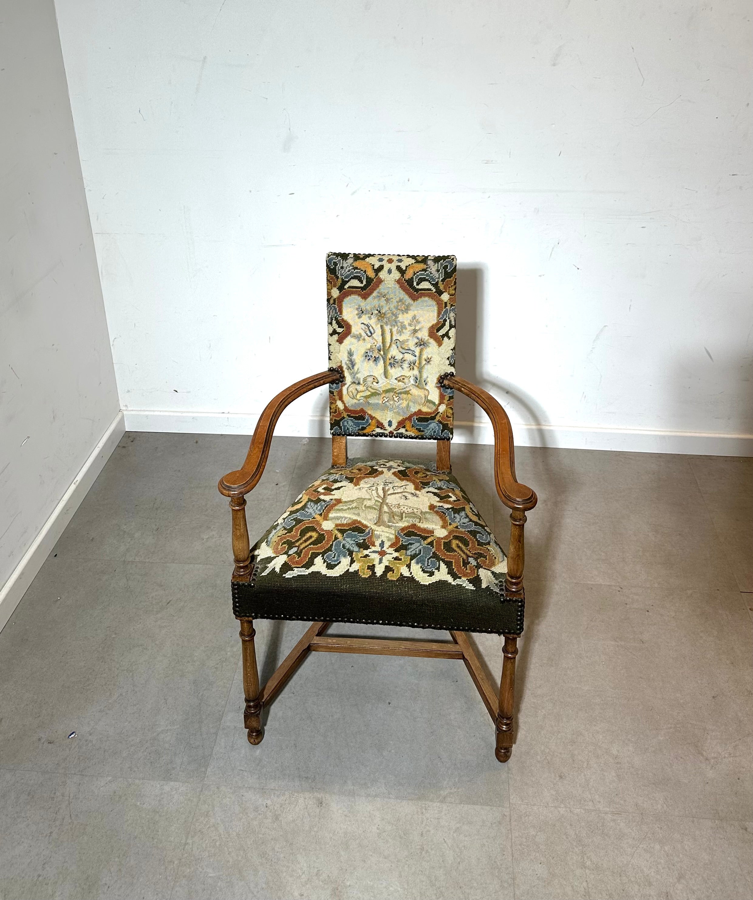 Antique Armchairs with Tapestry Upholstery