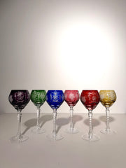 Set of 6 Cut Crystal Wine Glasses