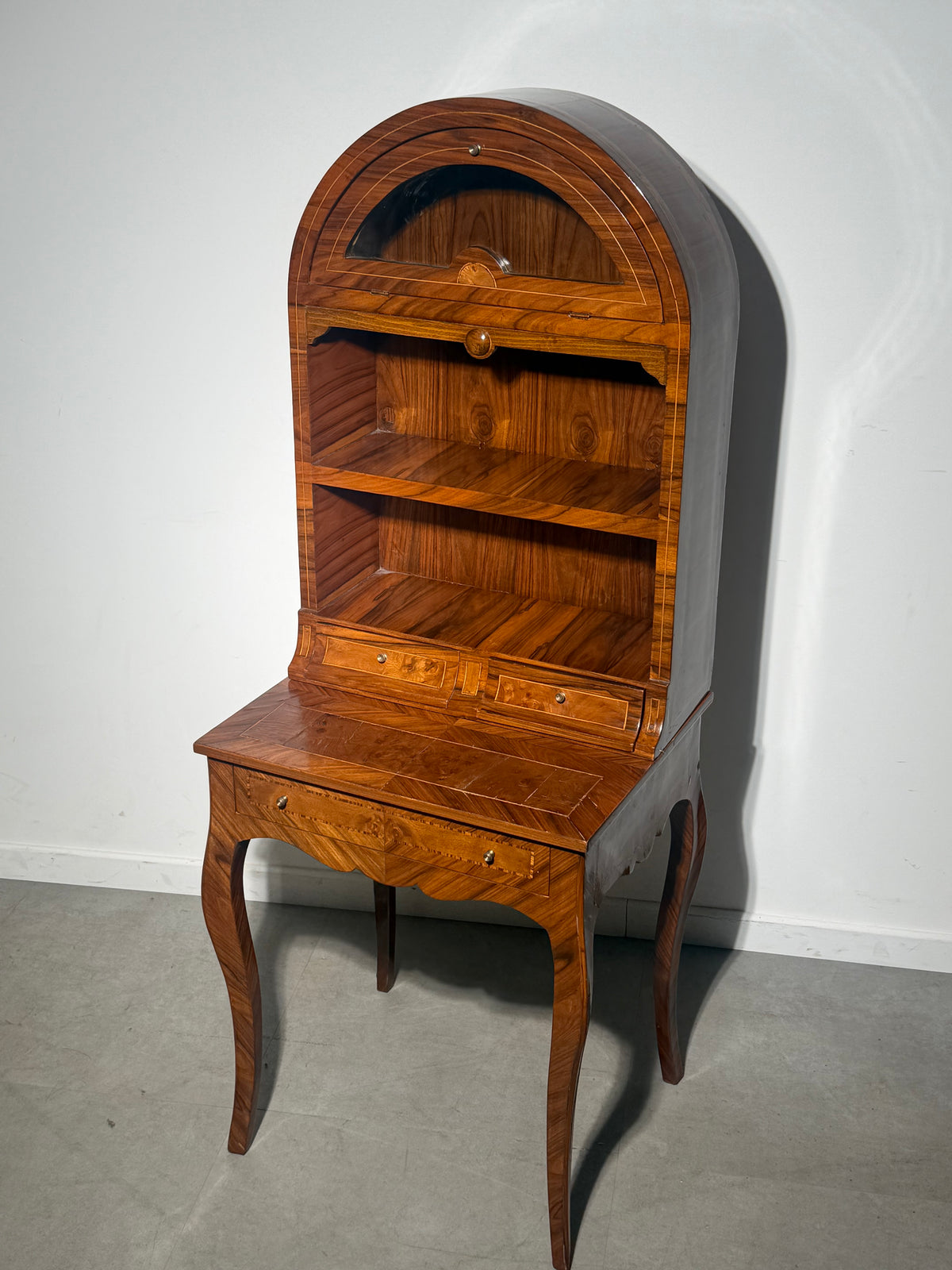 Antique English Marquetry Writing Desk / Secretary