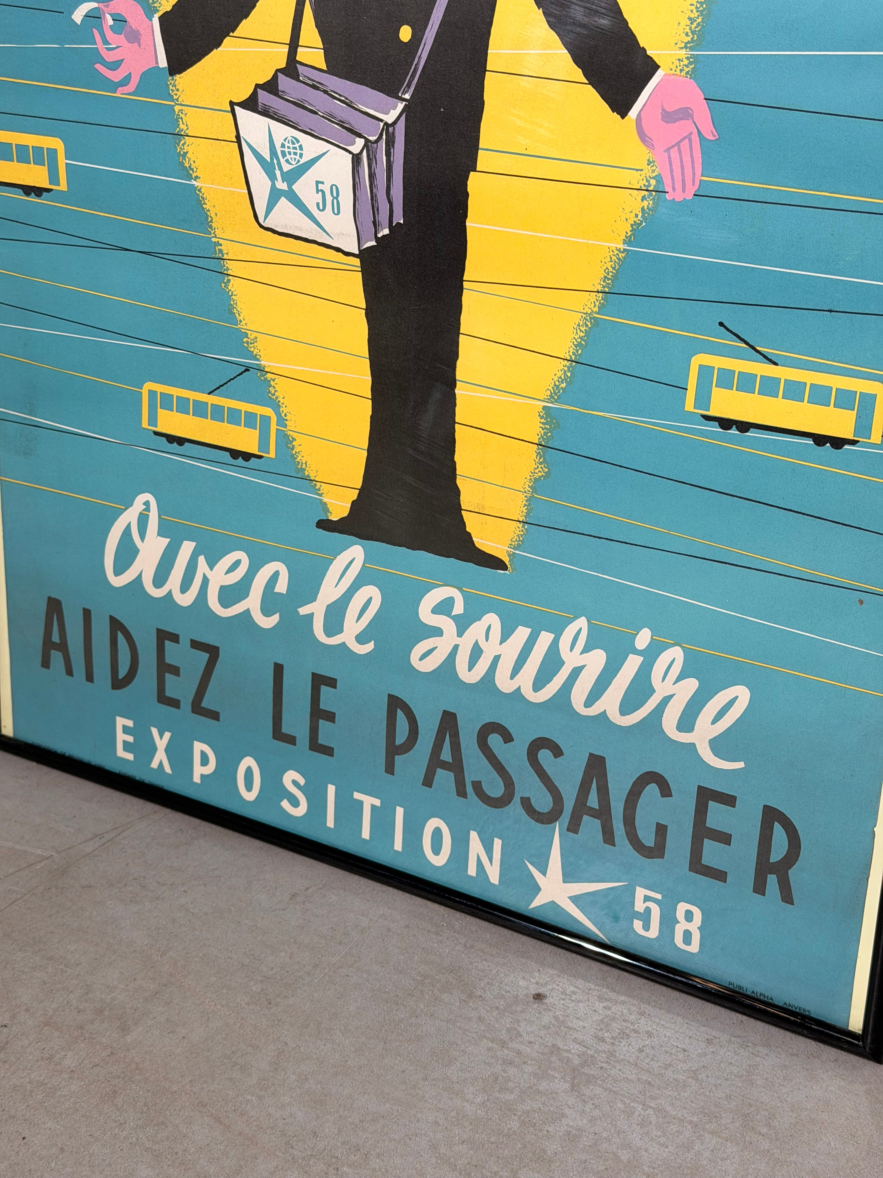 Original 1958 Expo 58 “Quinzaine de la Courtoisie” Brussels Public Transport Poster