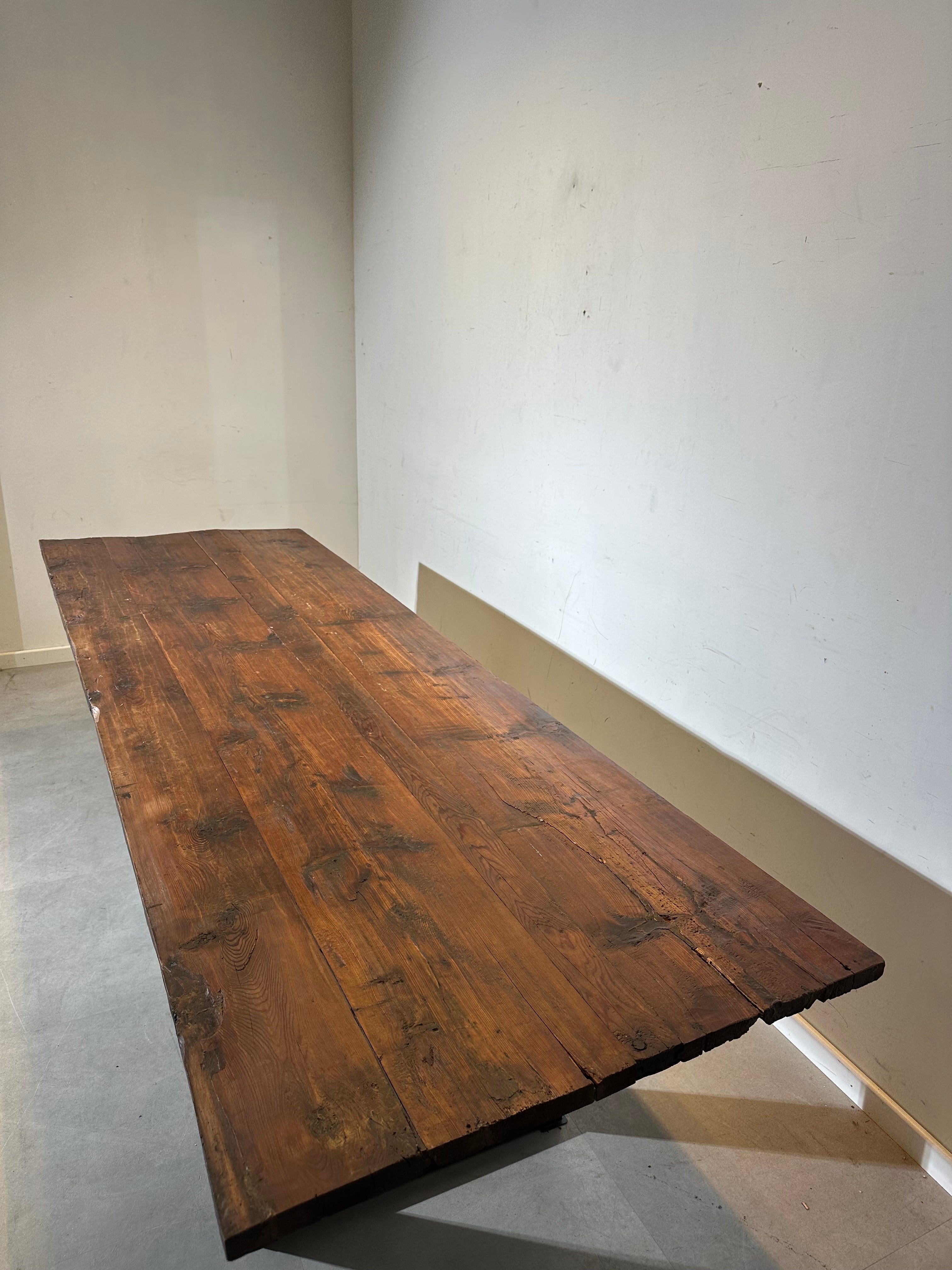 Large Rustic Lariks Wood Dining Table