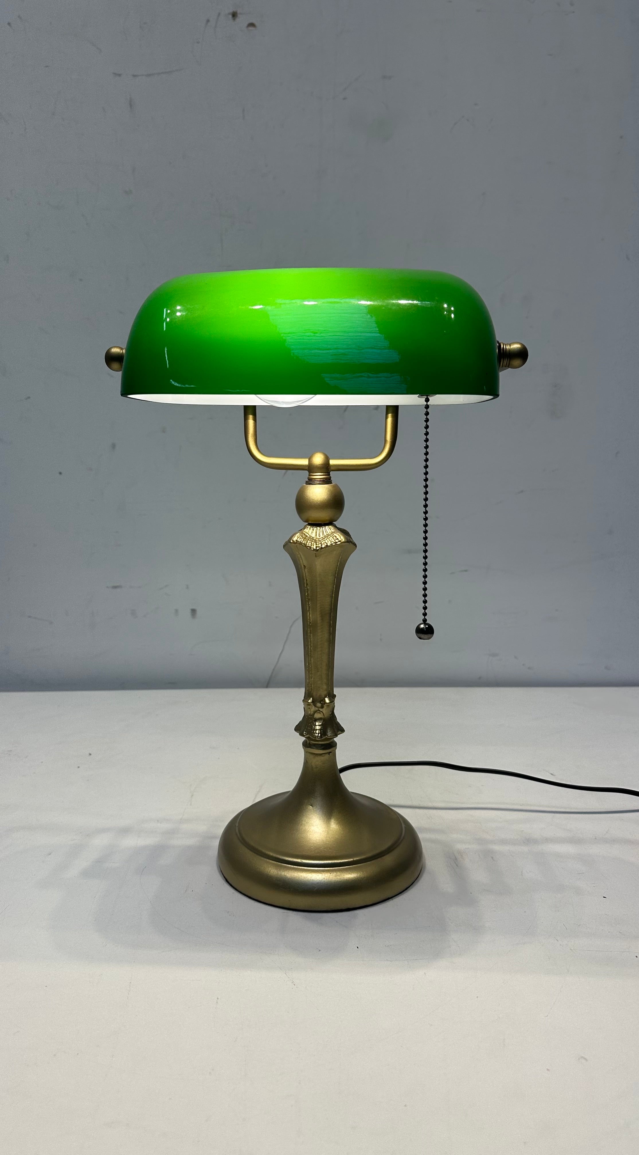 Lampe de bureau de banquier vintage