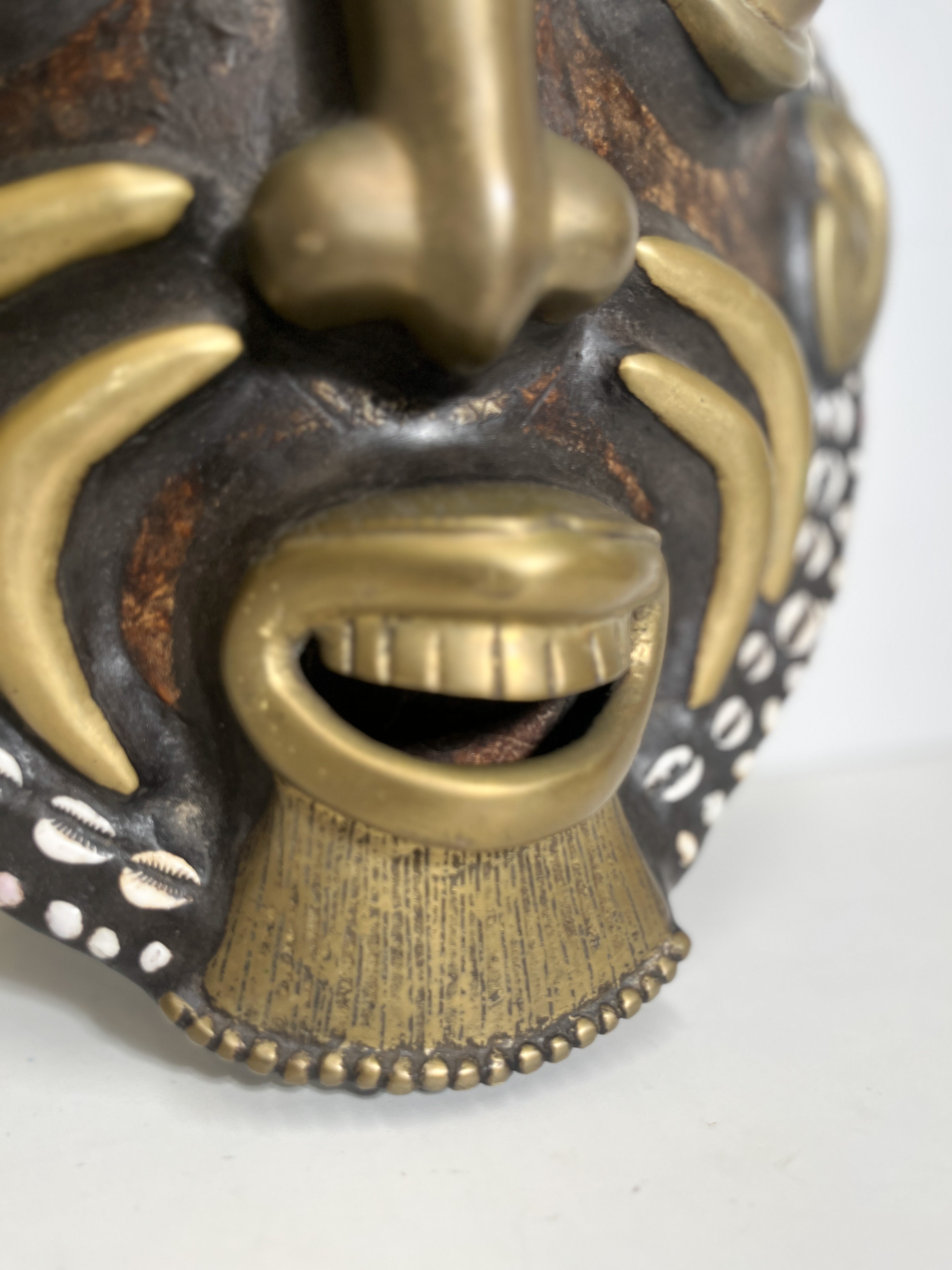 African Bamoun Mask Bronze Turtle Shell