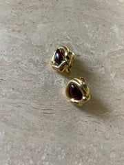 Boucles d'oreilles en or jaune 18 carats avec pierre de granit