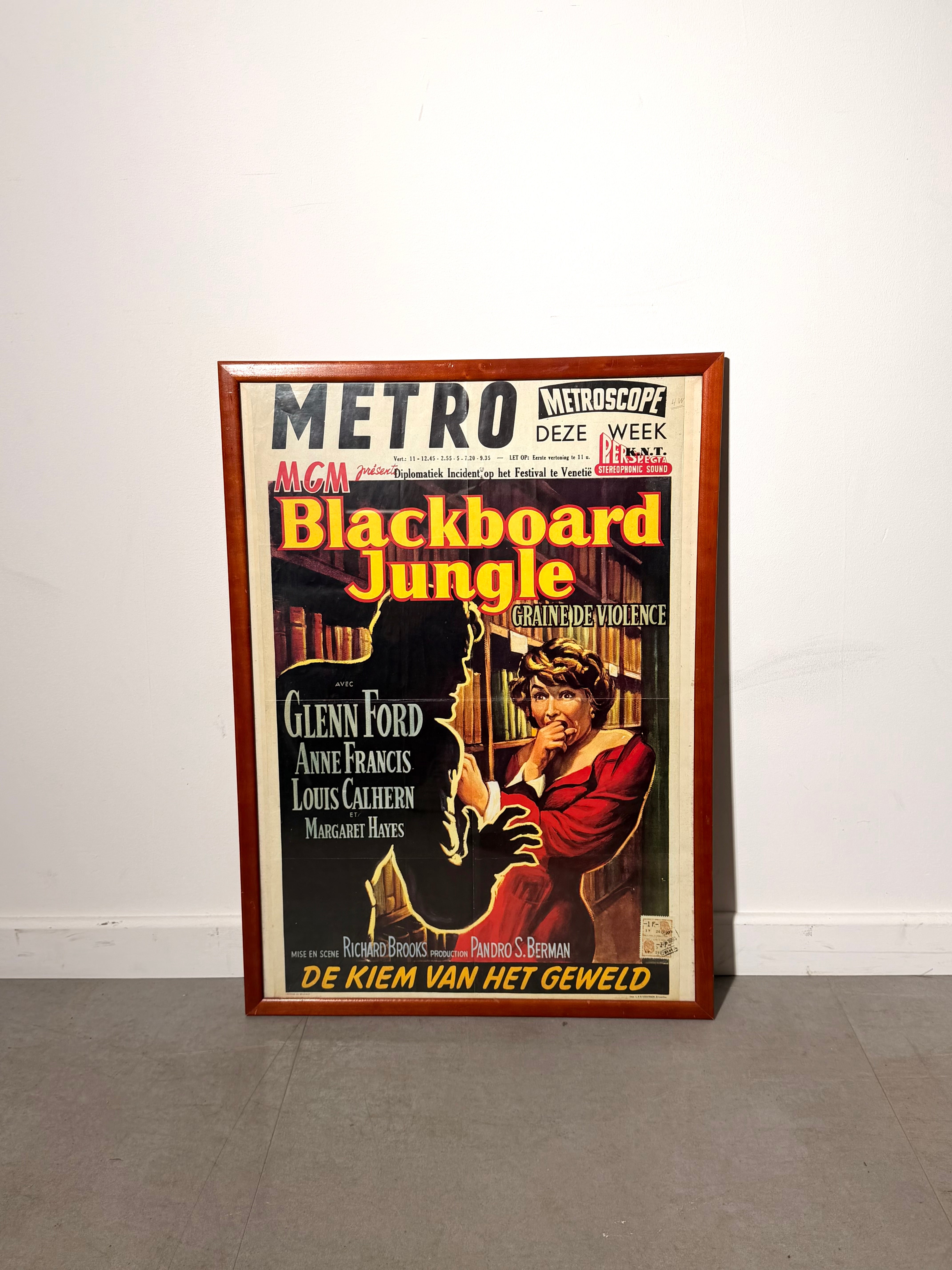 Original 1950s Blackboard Jungle Movie Poster – Glenn Ford – Belgian Cinema Poster