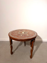 Indian Inlaid Round Side Table