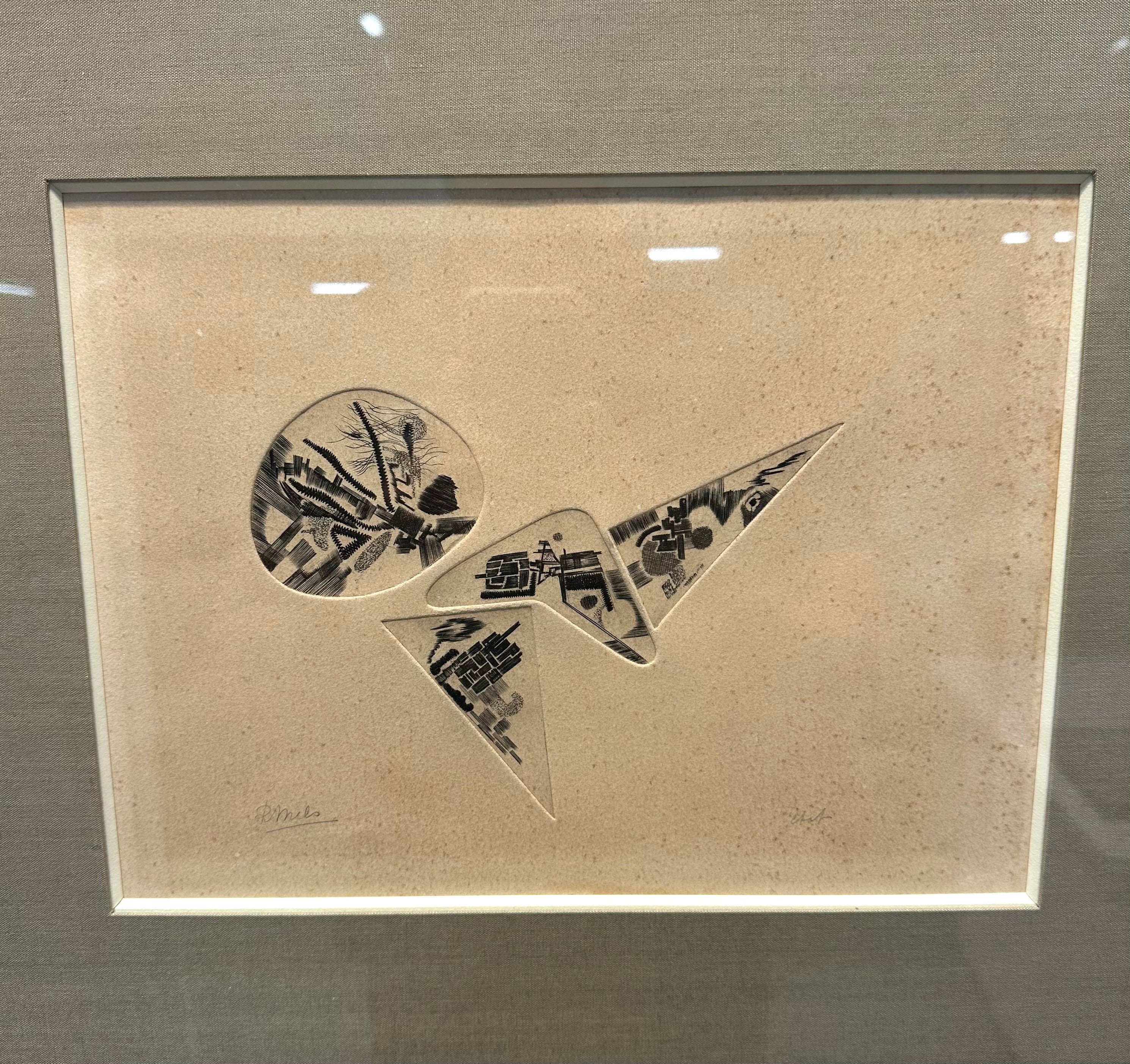 René Mels – Abstract Etching – Signed