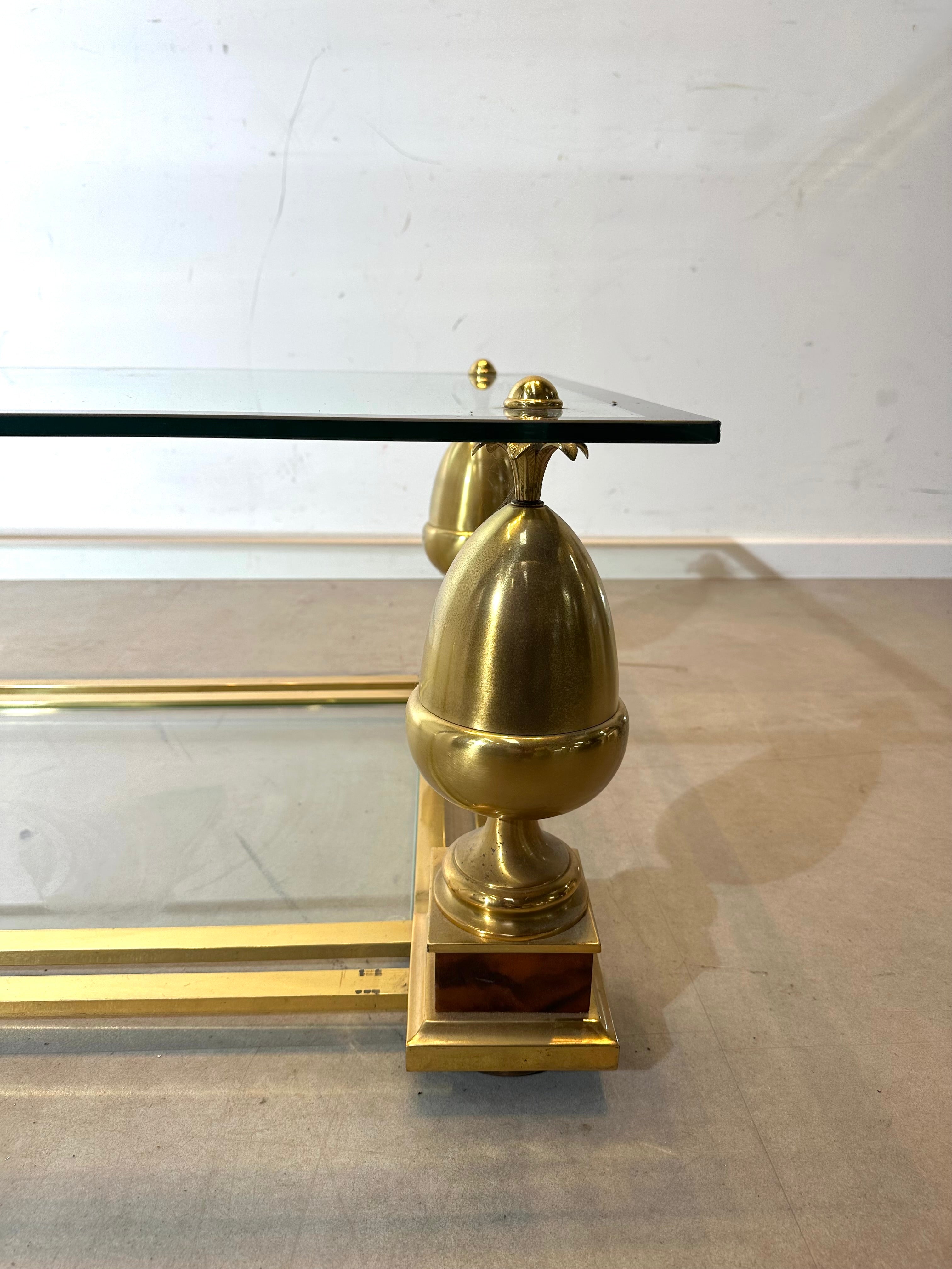 Maison Charles brass & glass coffee table