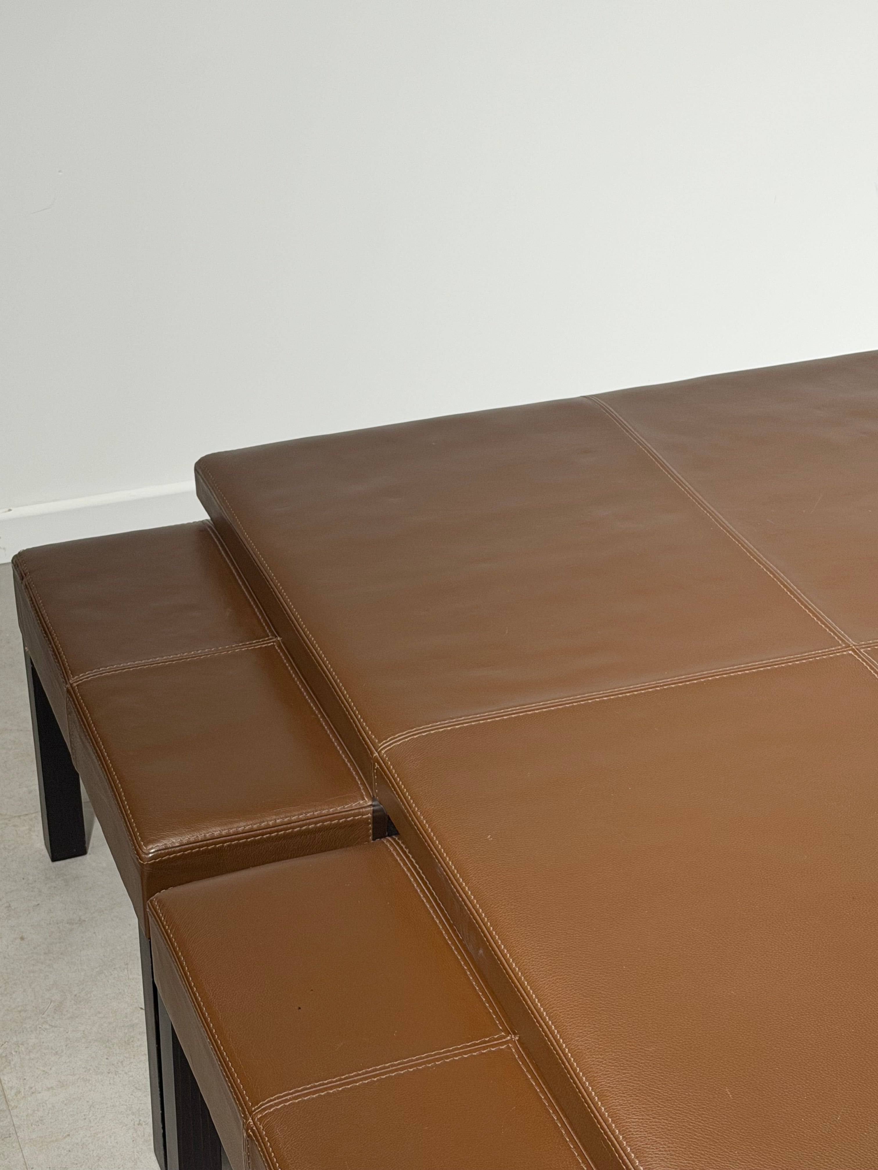 Contemporary Leather Coffee Table with Four Nesting Stools