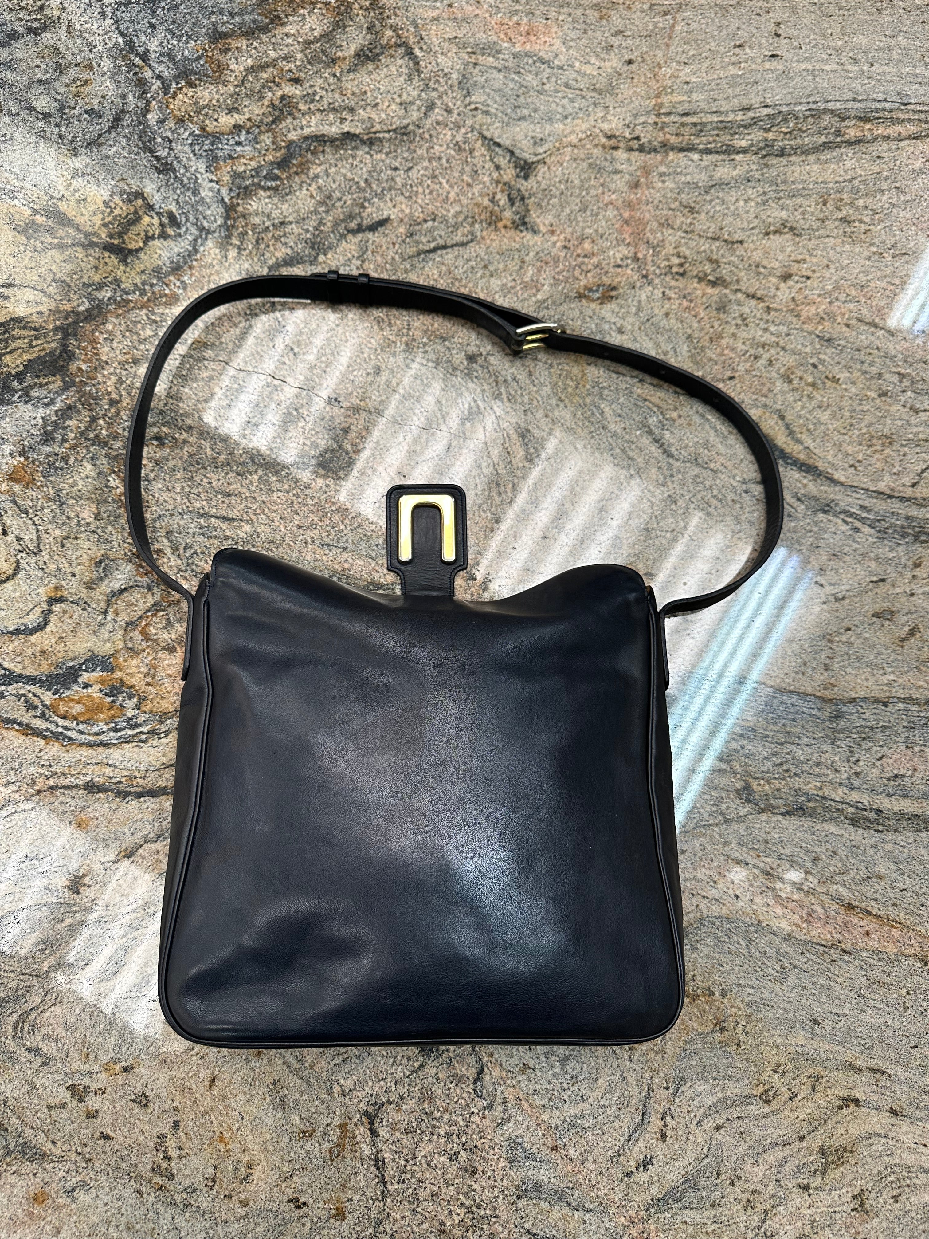 Sac bandoulière vintage Delvaux bleu marine