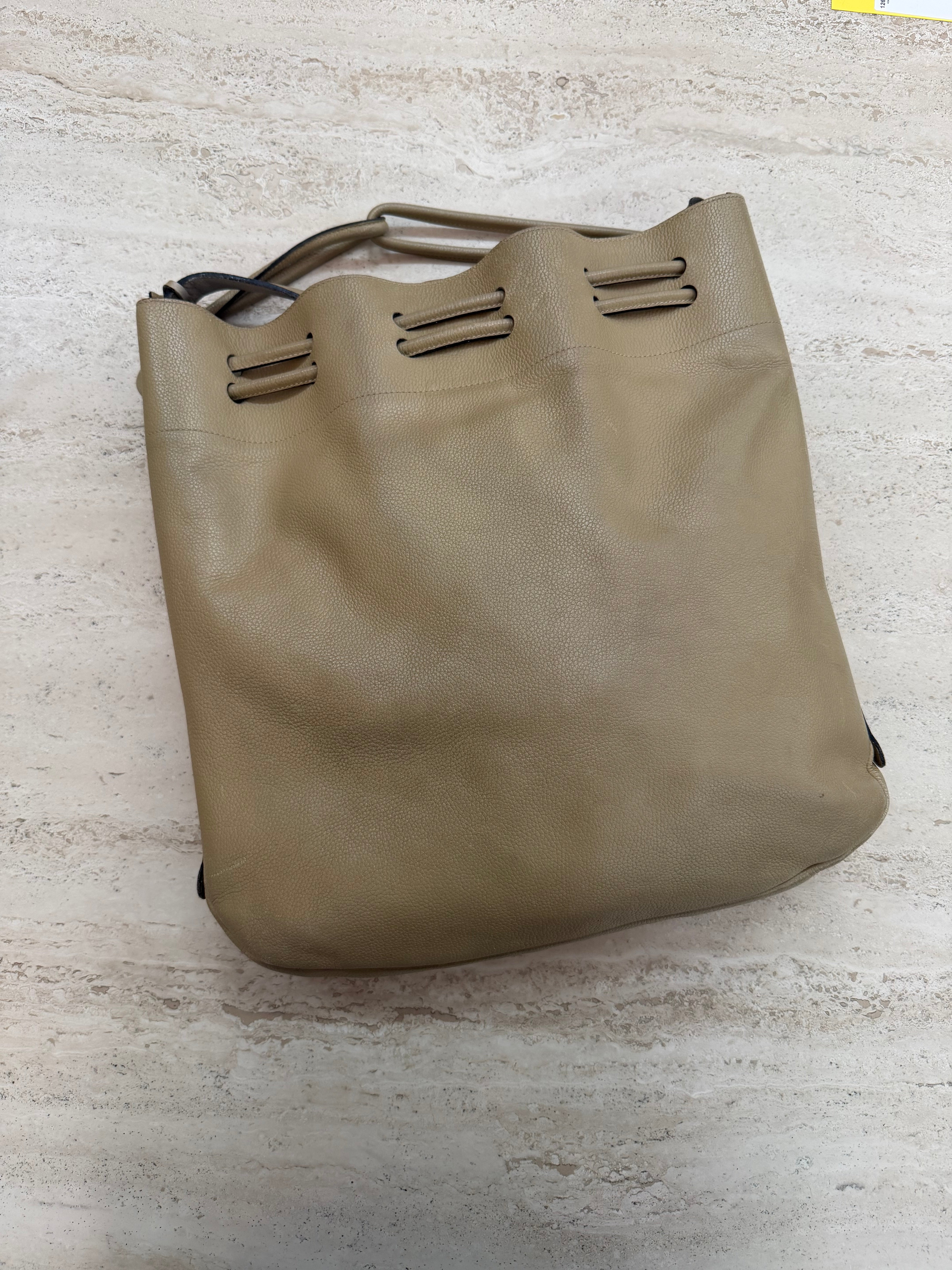 Delvaux Beige Leather Bucket Shoulder Bag