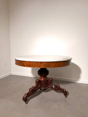 Antique Victorian Marble Top Centre Table in Solid Mahogany