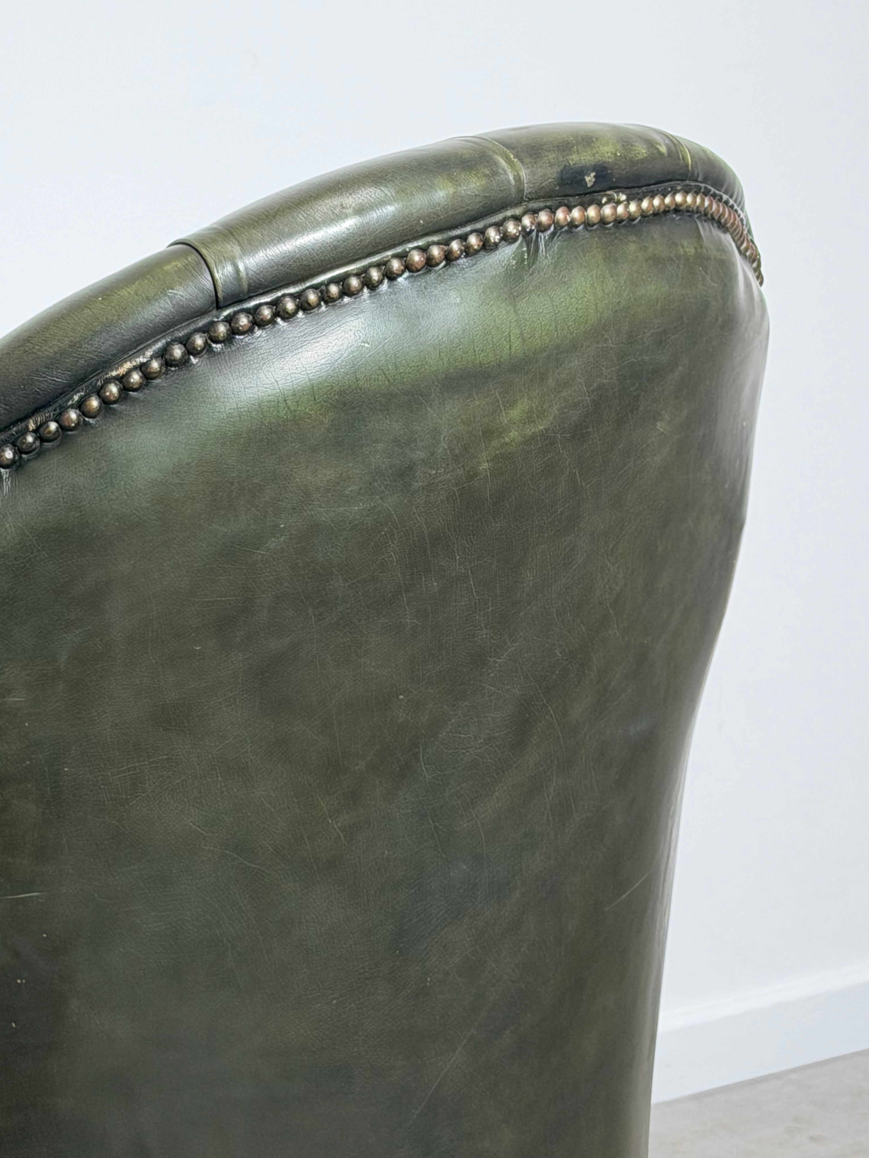 Chesterfield “Directors” Green Leather Desk Chair