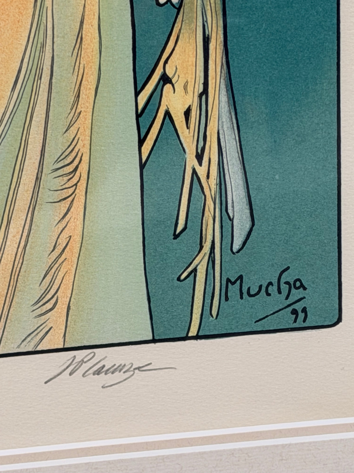 After Alphonse Mucha – Primrose & Feather – Set of Two Framed Colour Lithographs