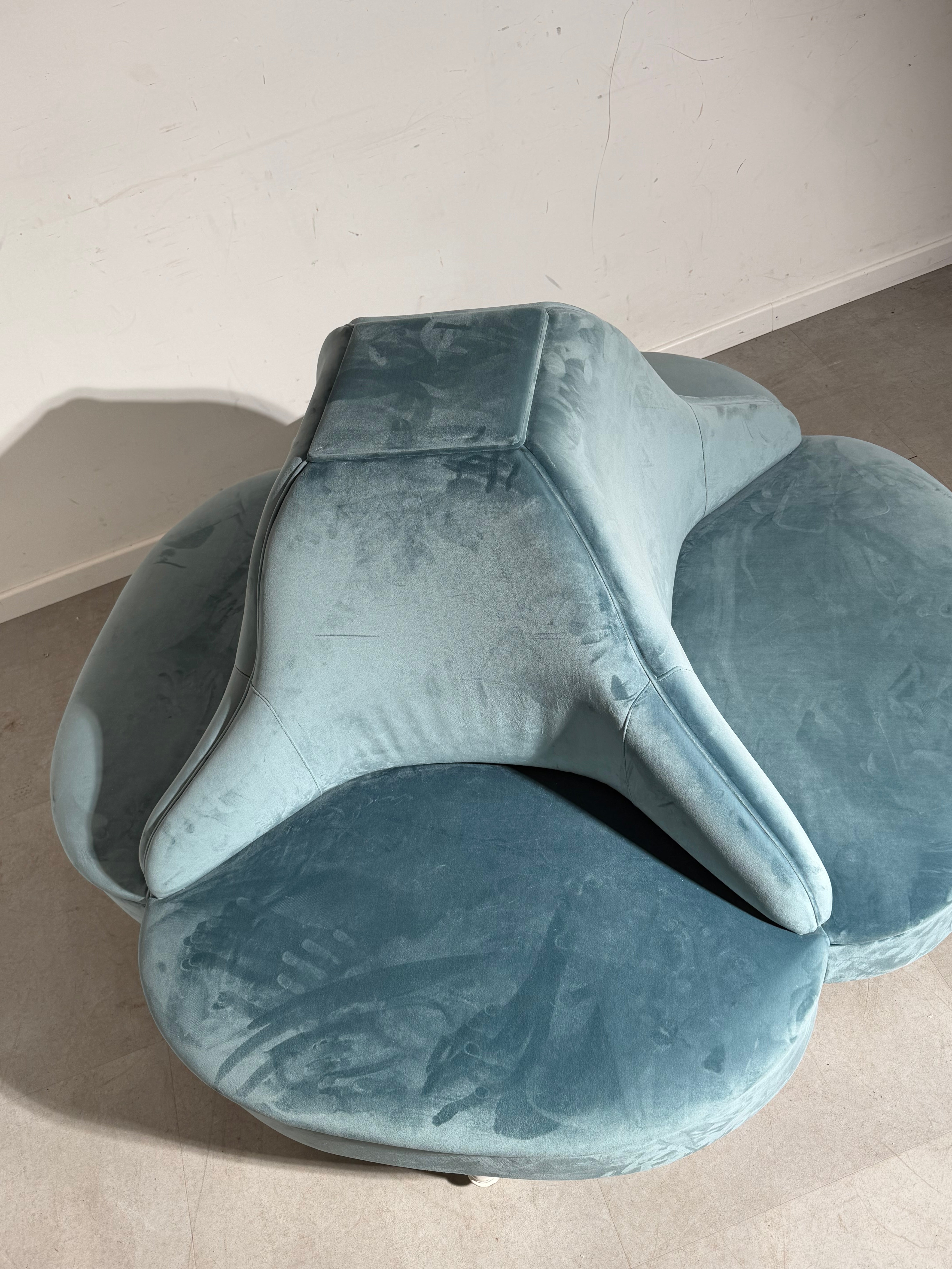 “Conversation” Sofa in Blue Velvet