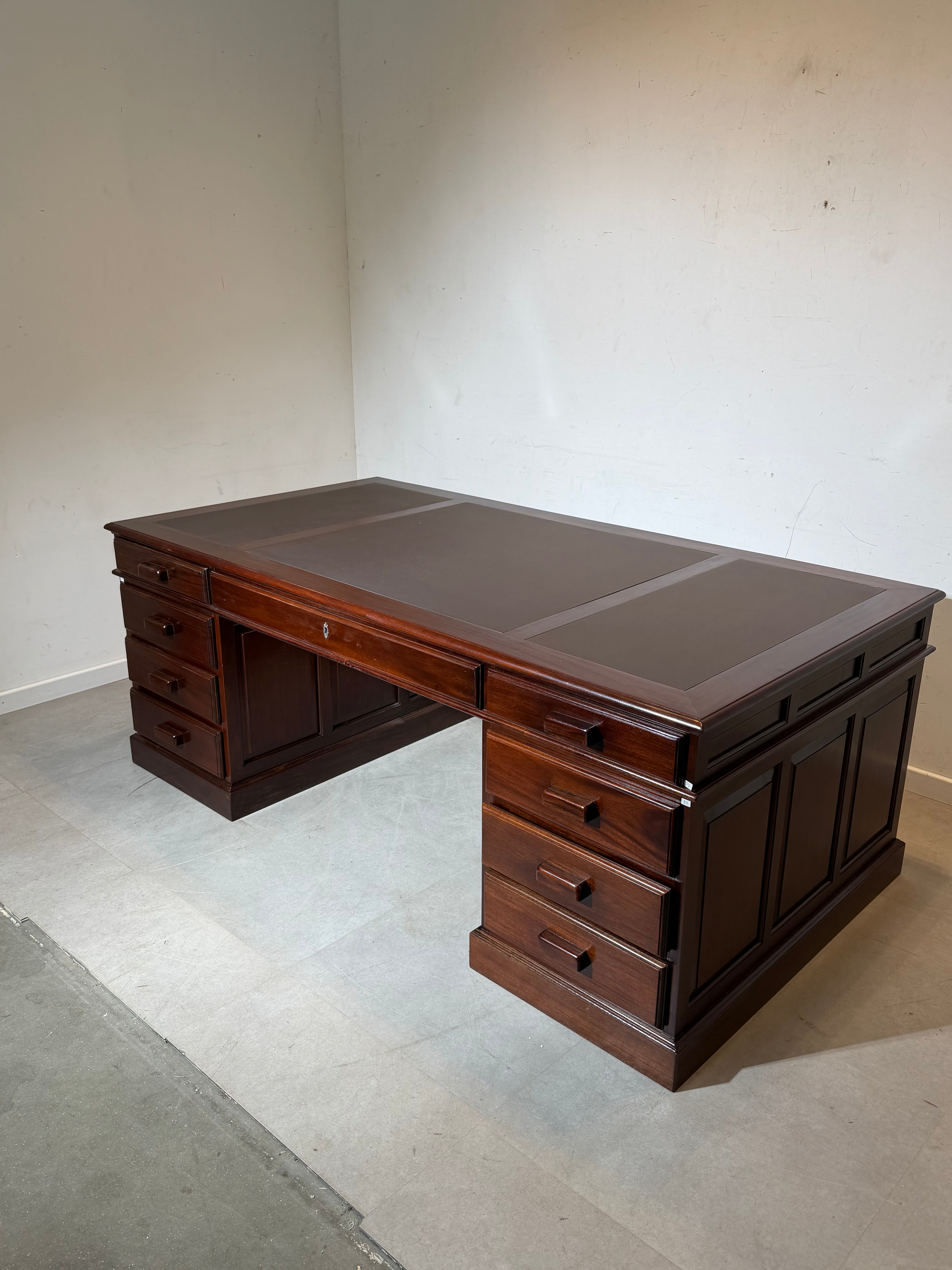 Antique Double-Sided Mahogany Executive Desk – 200 cm