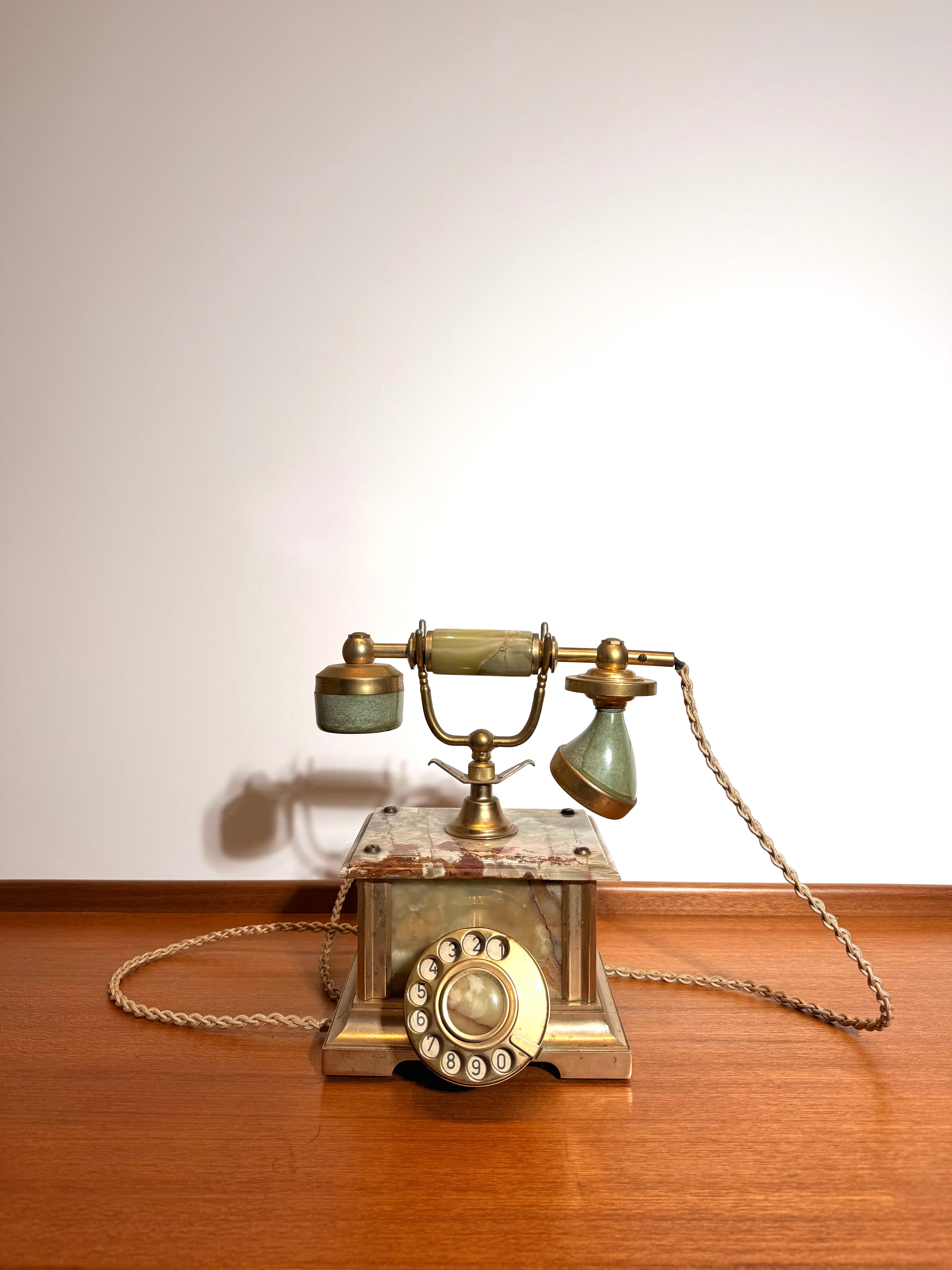 Vintage Onyx & Brass Rotary Telephone
