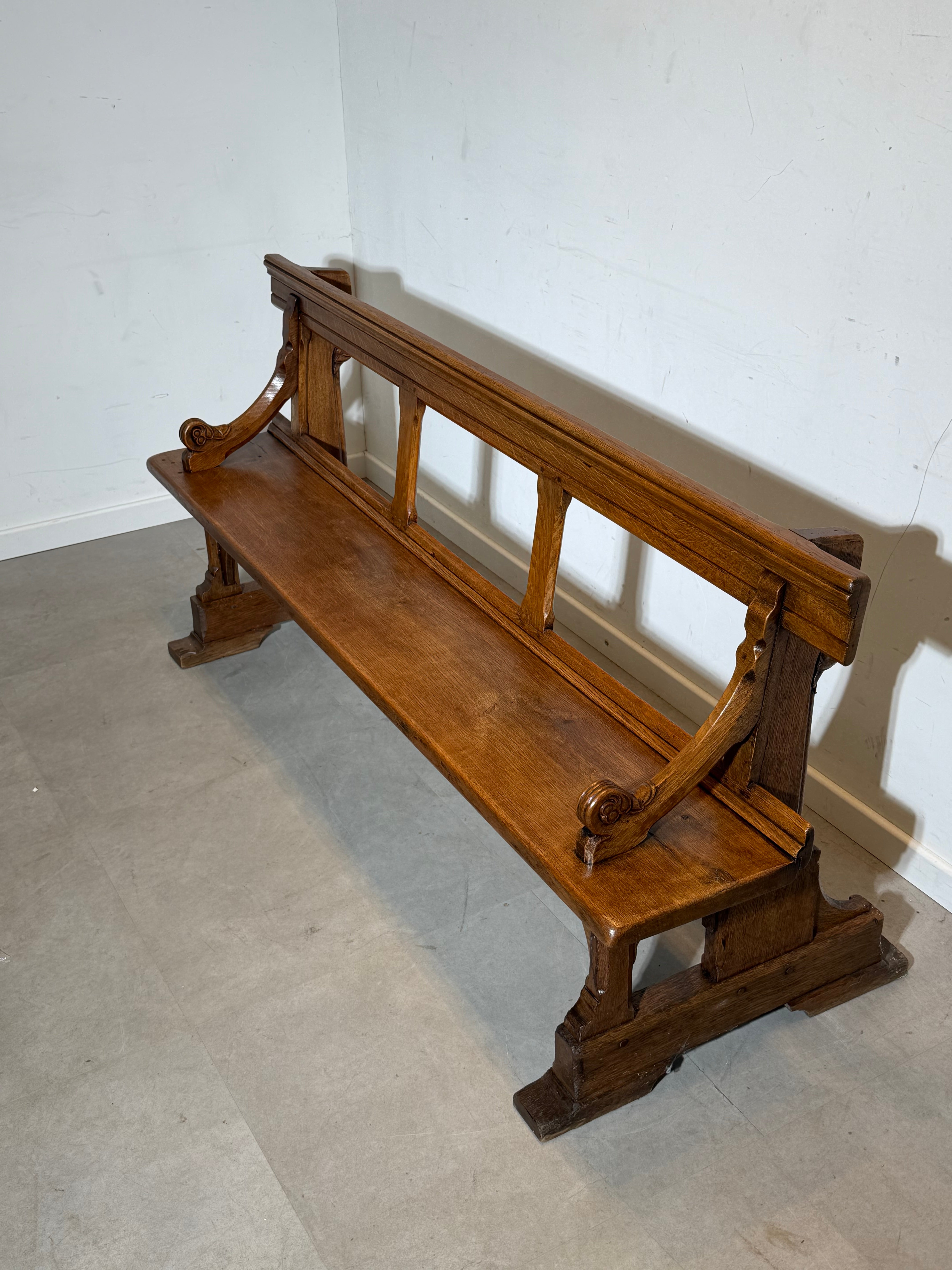 Antique 19th Century Church Bench – Solid Oak