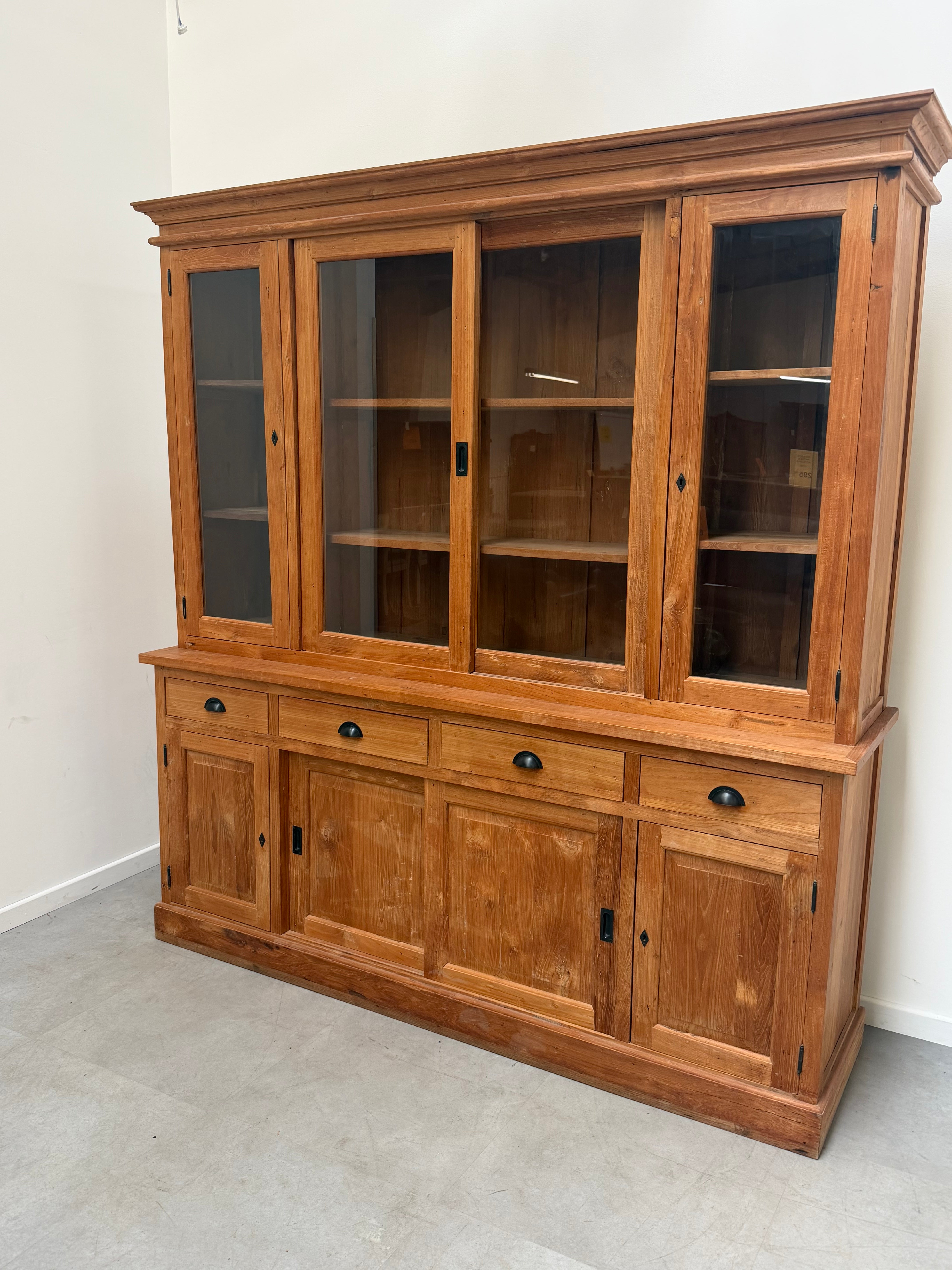 Large Solid Teak Display Cabinet / Hutch – 220 cm