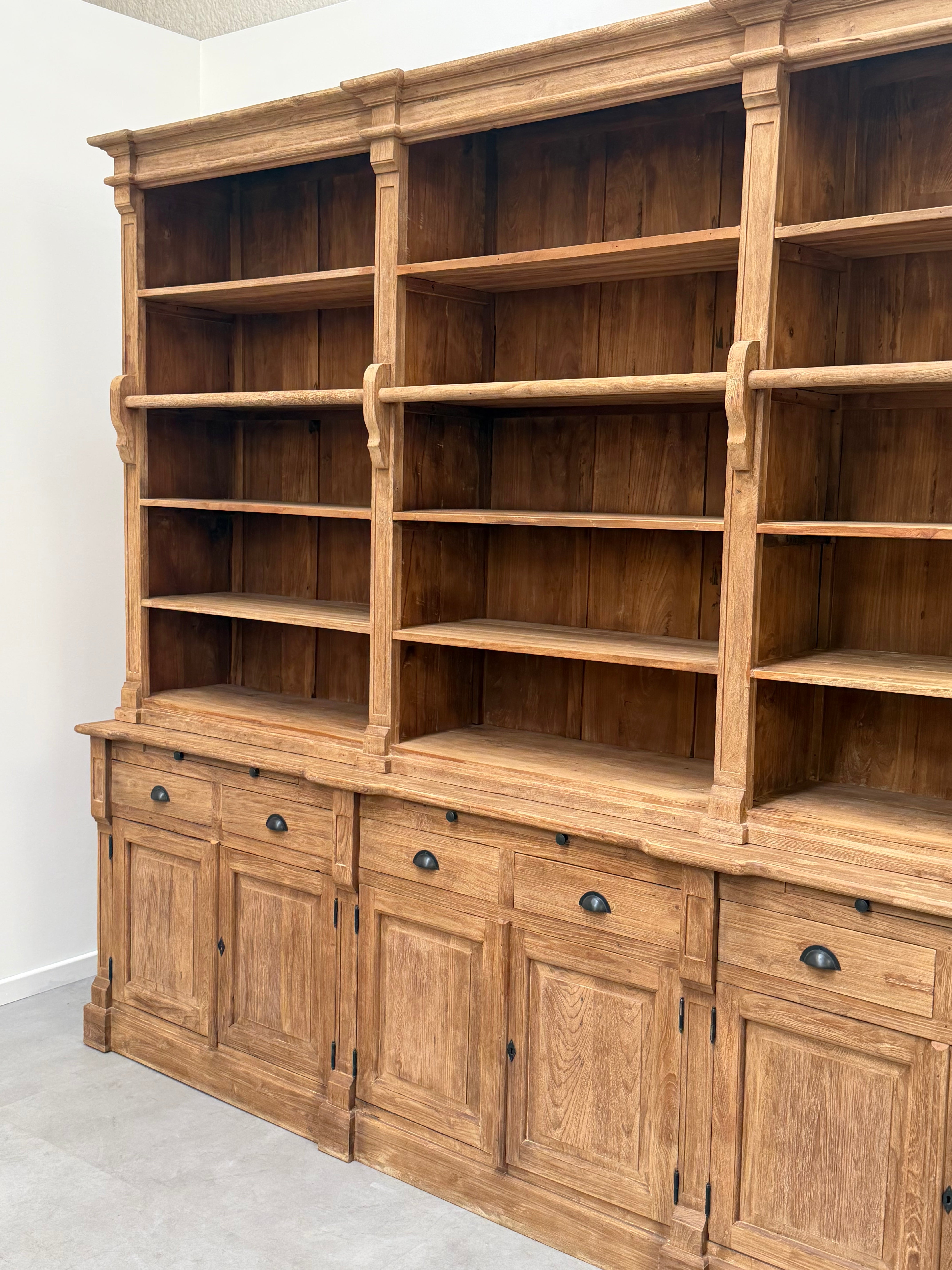 Antique Recycled Teak Bookcase Cabinet – 300 x 55 x 250 cm