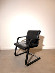 Vintage Wilkhahn Black Leather Cantilever Armchair