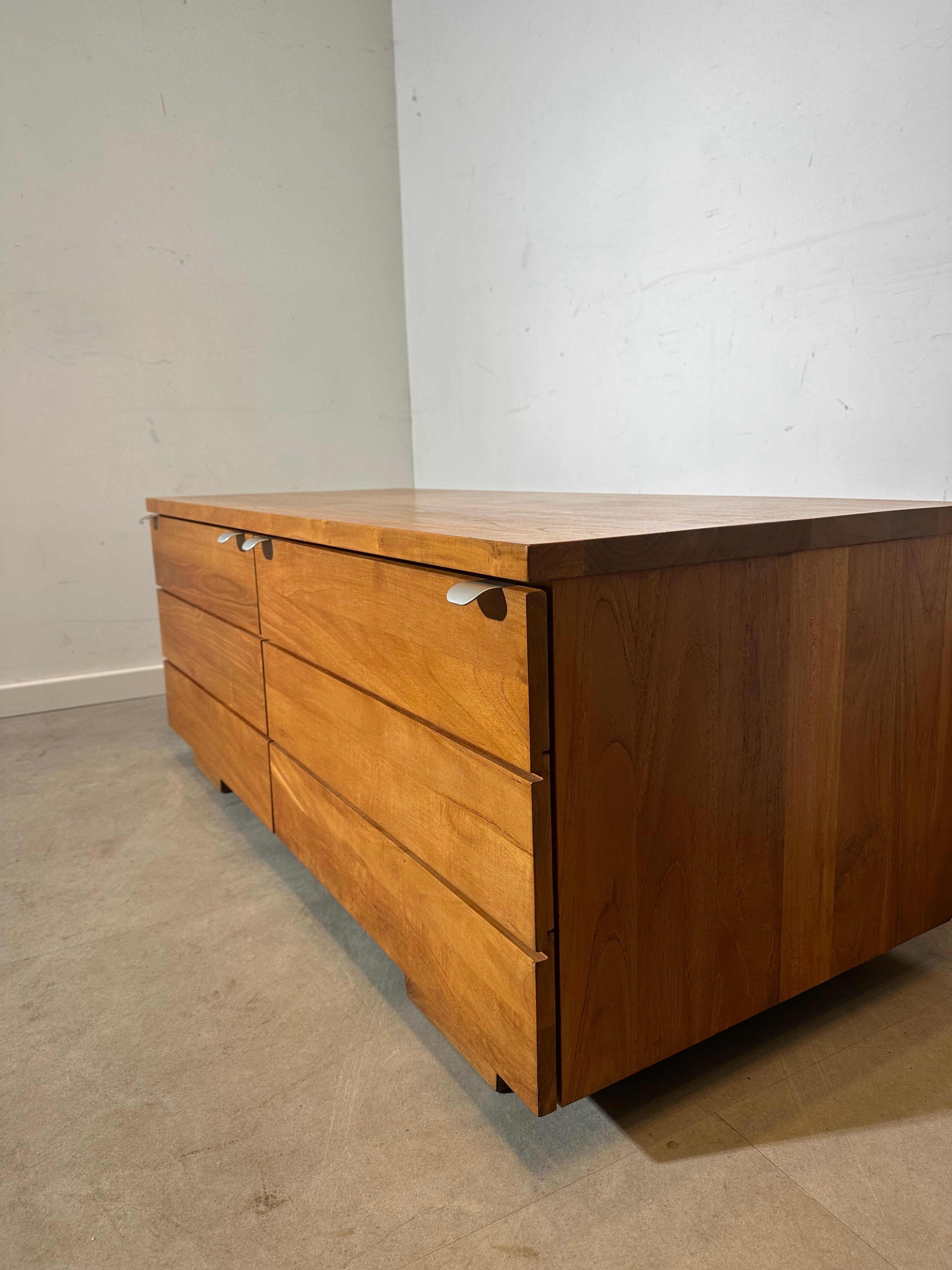Vintage solid teak low sideboard